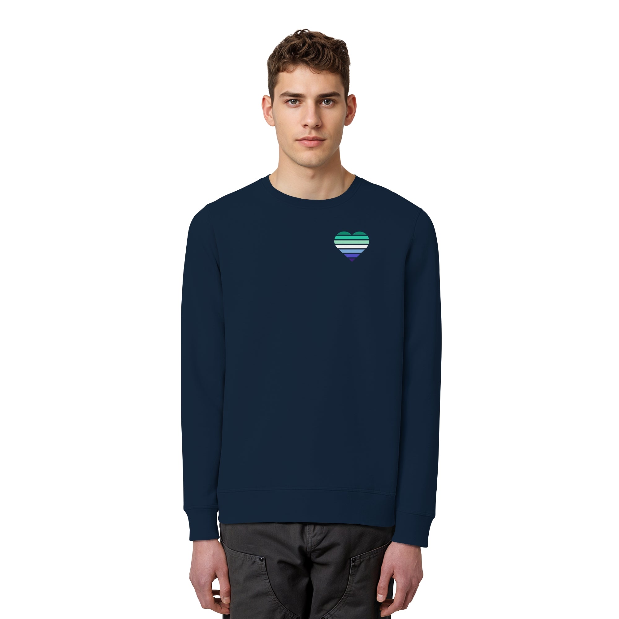 Organic Basic Sweatshirt - Gay Flag Herz Print