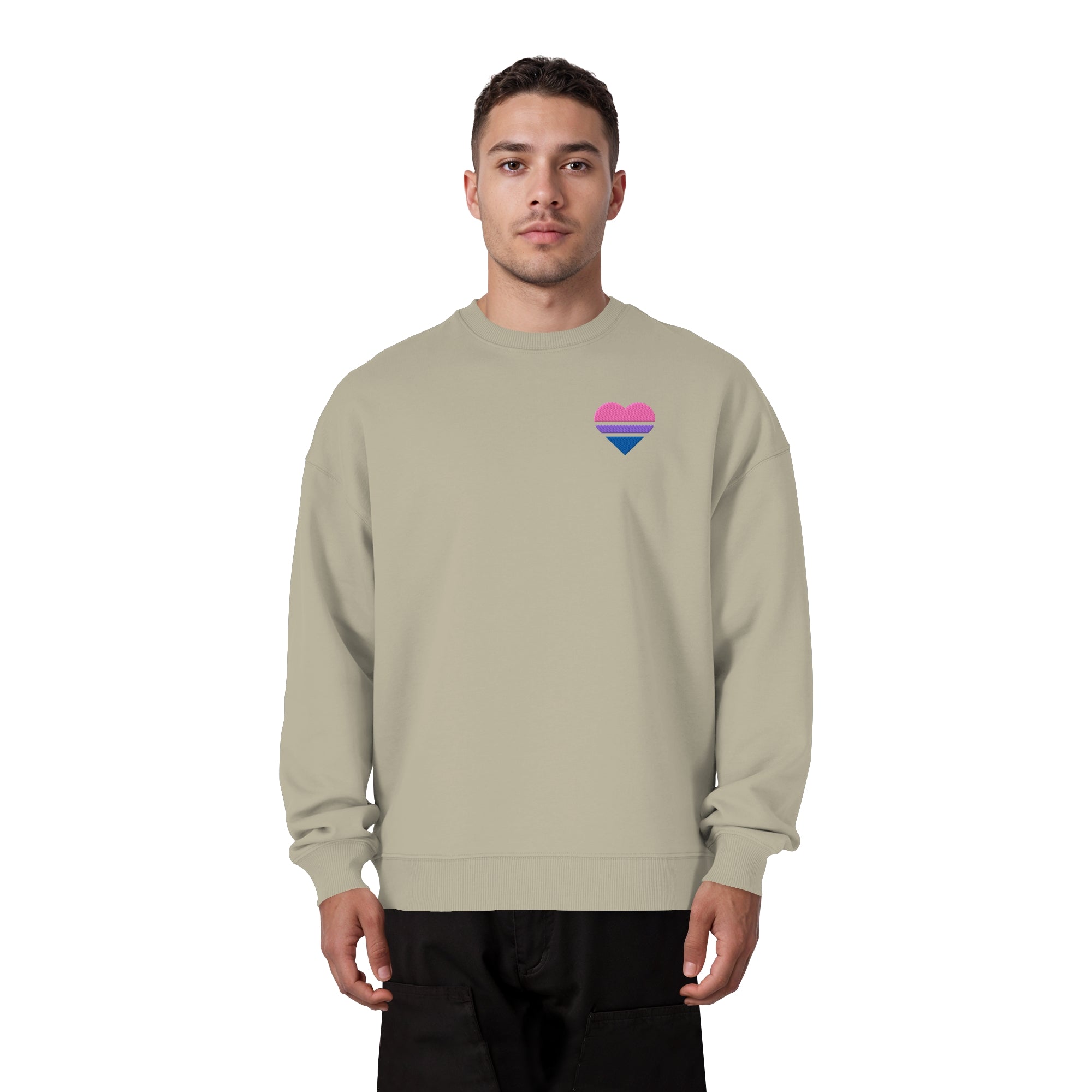 Organic Oversize Sweatshirt - Bisexual Flag Herz Stick
