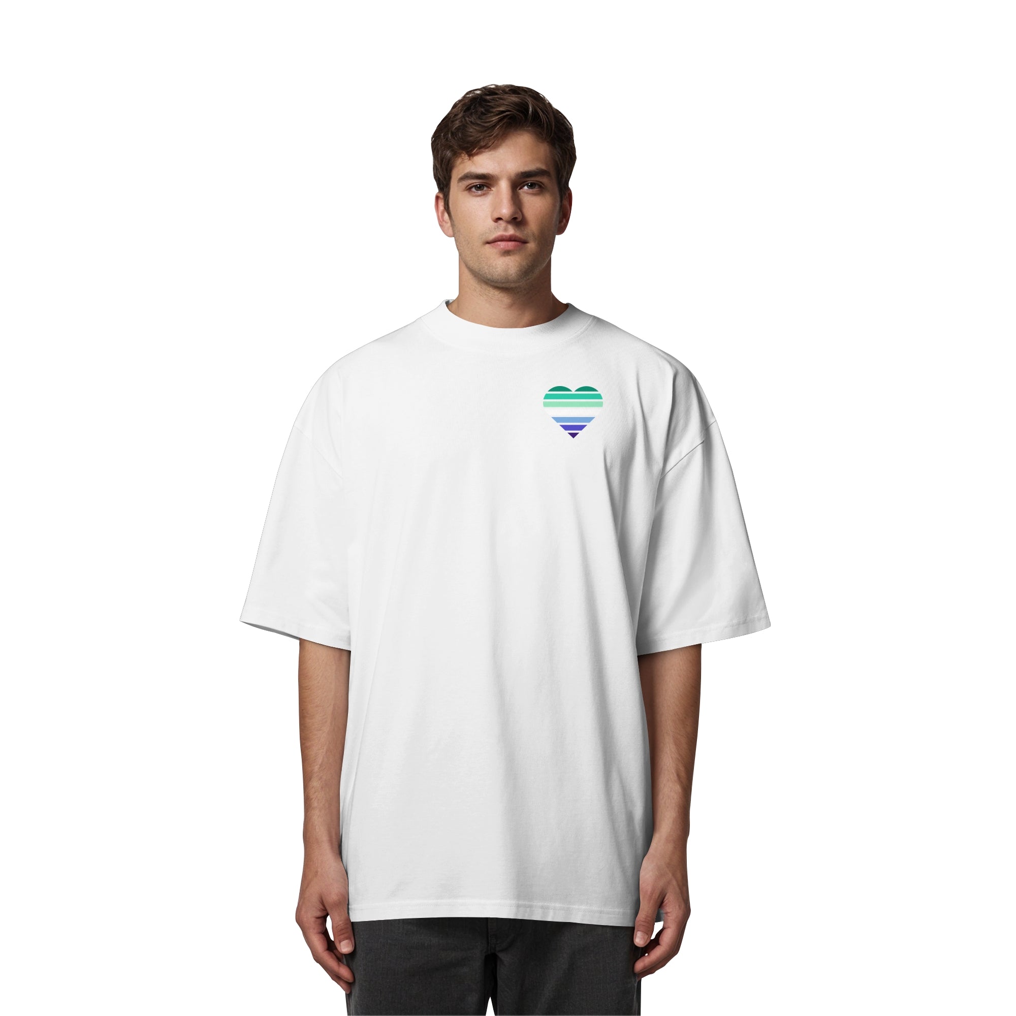 Organic Oversize Shirt - Gay Flag Herz Print