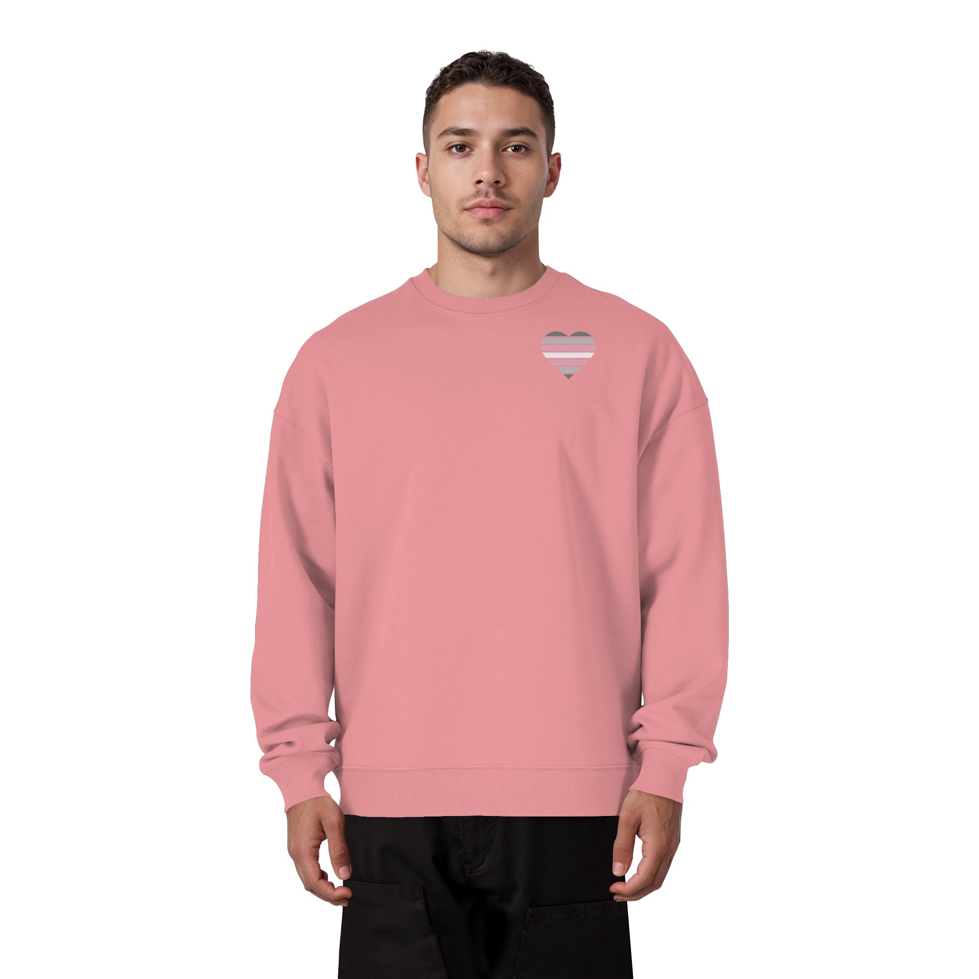 Organic Oversize Sweatshirt - Demigirl Flag Herz Print