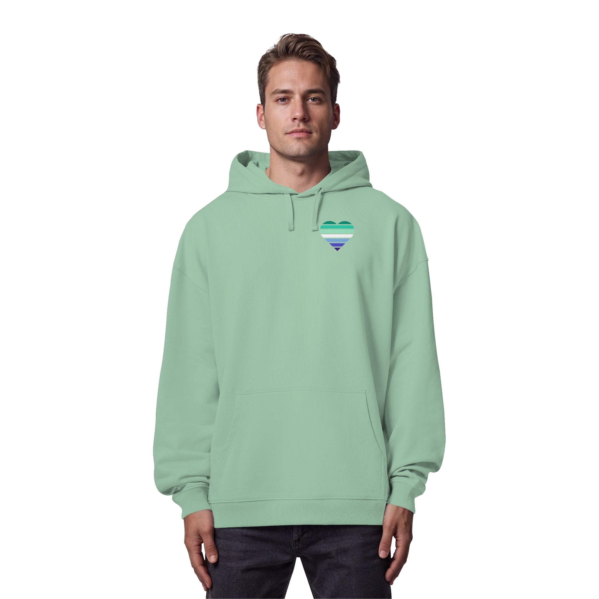 Organic Oversize Hoodie - Gay Flag Herz Print
