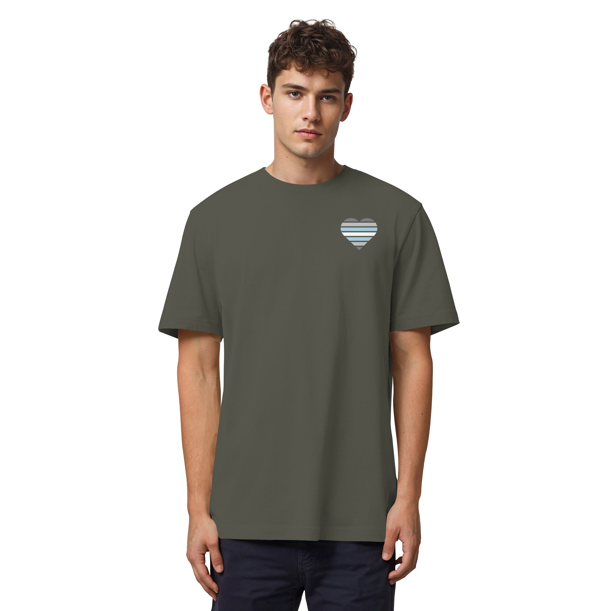 Organic Heavy Shirt - Demiboy Flag Herz Print