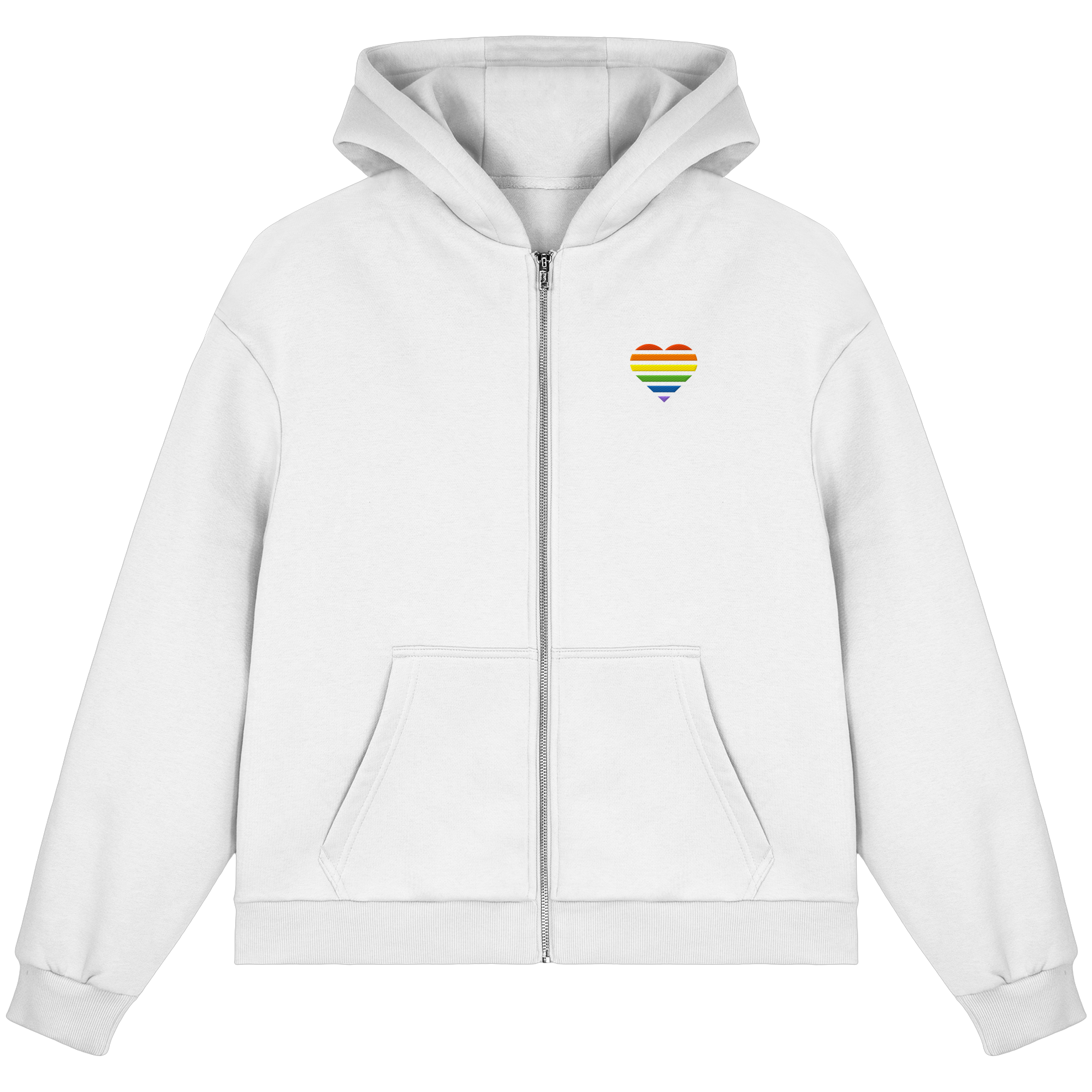 Fluffy Boxcut Zipper - Pride Flag Herz Stick