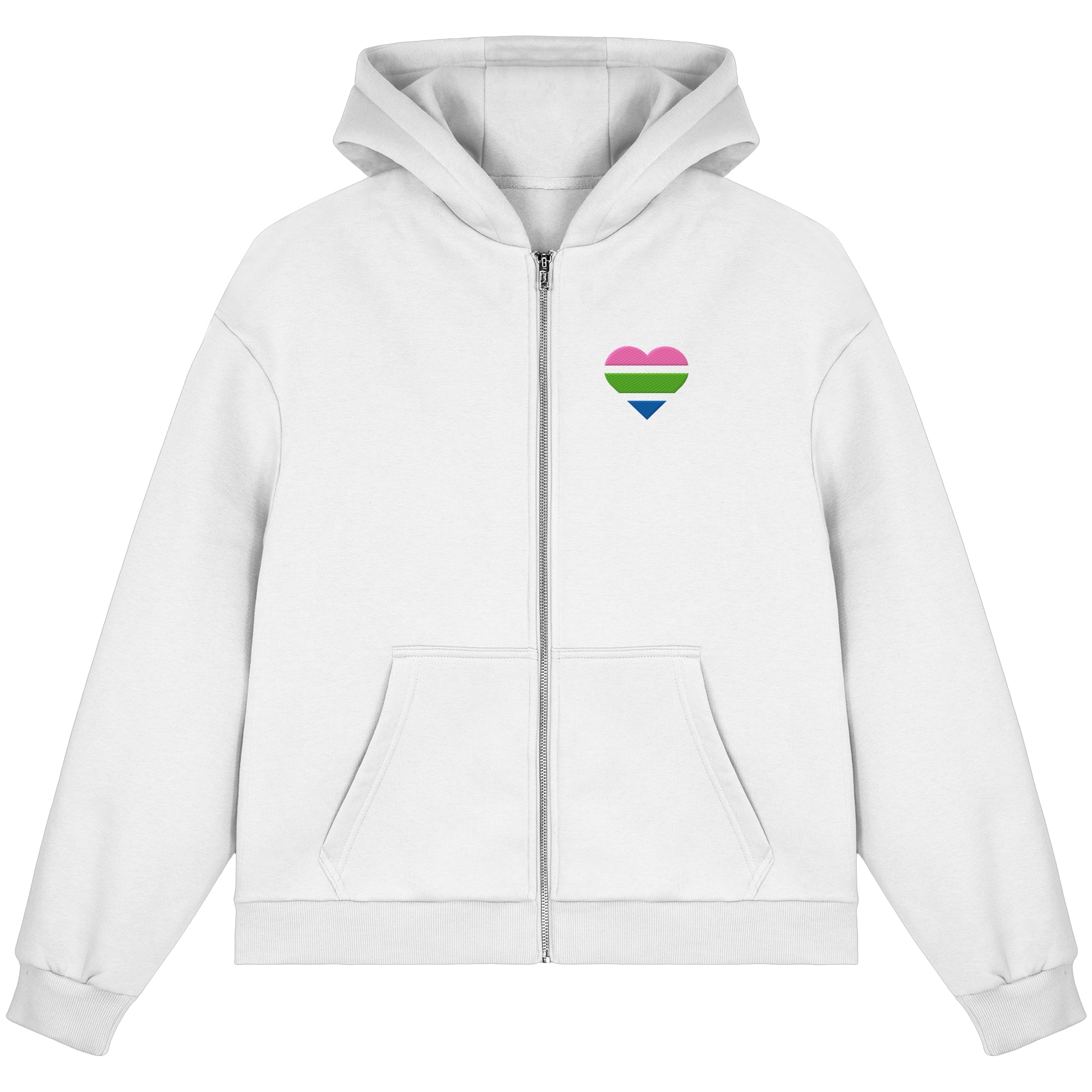 Fluffy Boxcut Zipper - Polysexual Flag Herz Stick