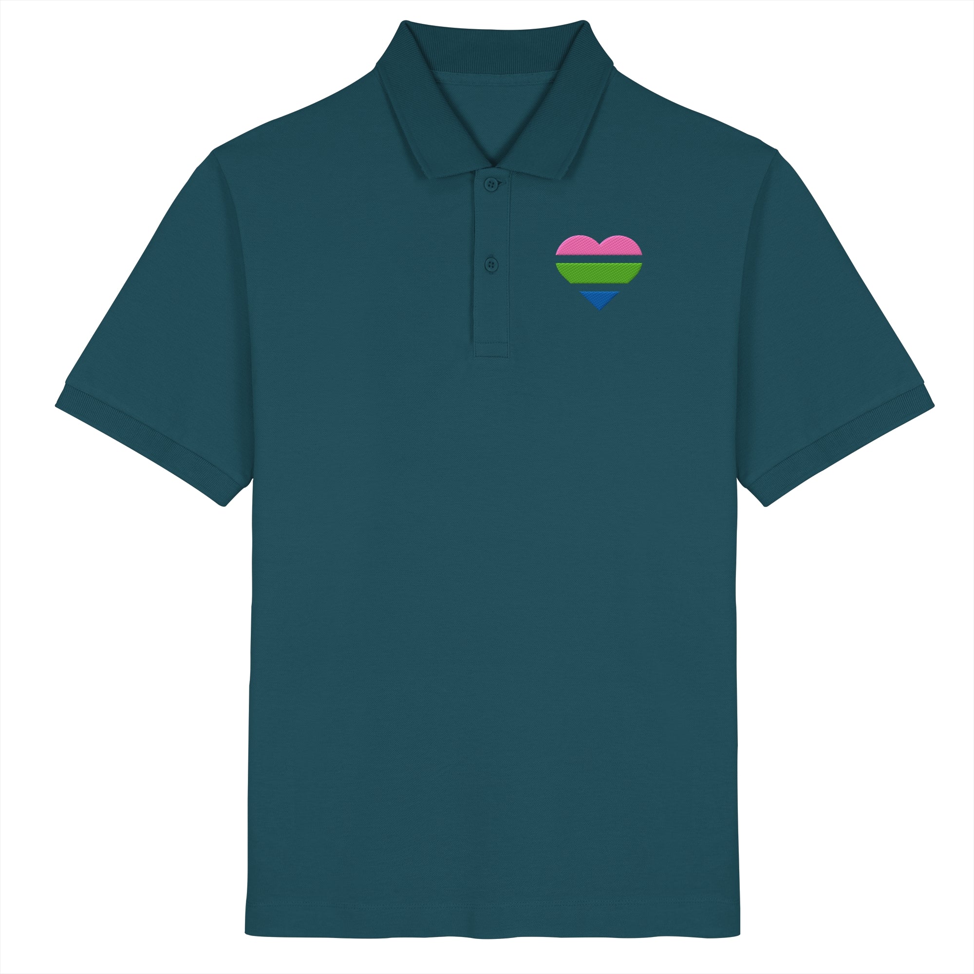 Organic Poloshirt - Polysexual Flag Herz Stick
