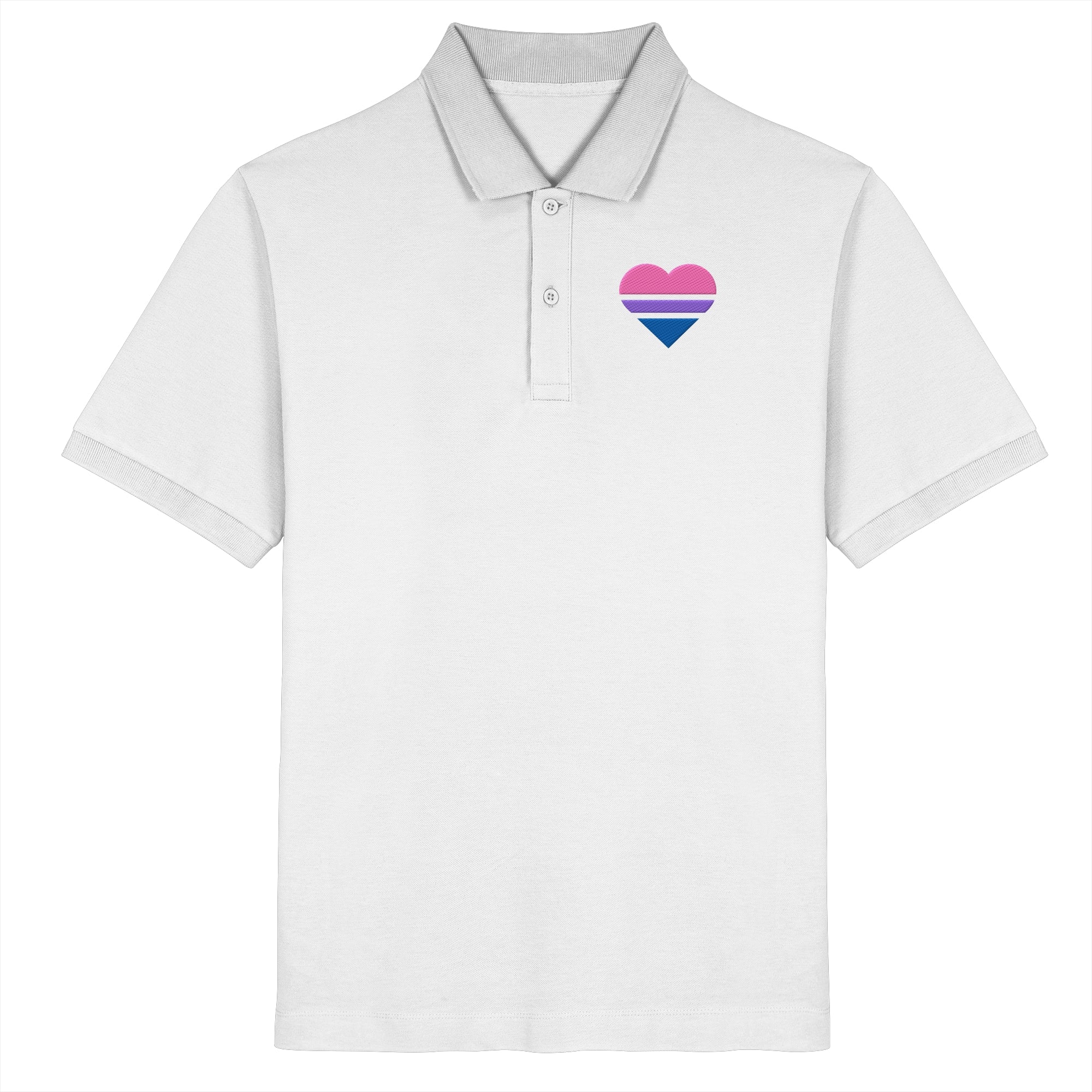 Organic Poloshirt - Bisexual Flag Herz Stick