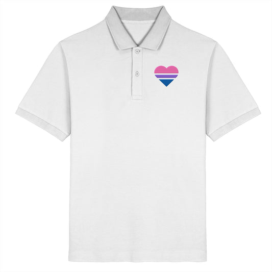 Organic Poloshirt - Bisexual Flag Herz Stick