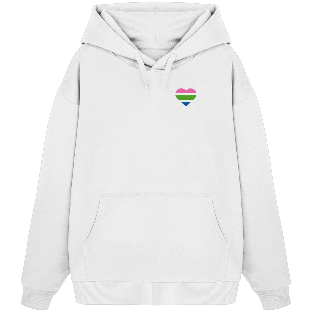 Organic Oversize Hoodie mit Herz Stick - Polysexual
