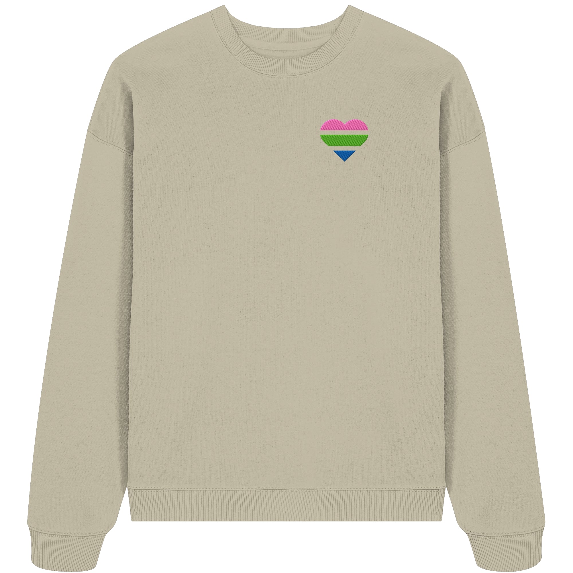 Organic Oversize Sweatshirt - Polysexual Flag Herz Stick