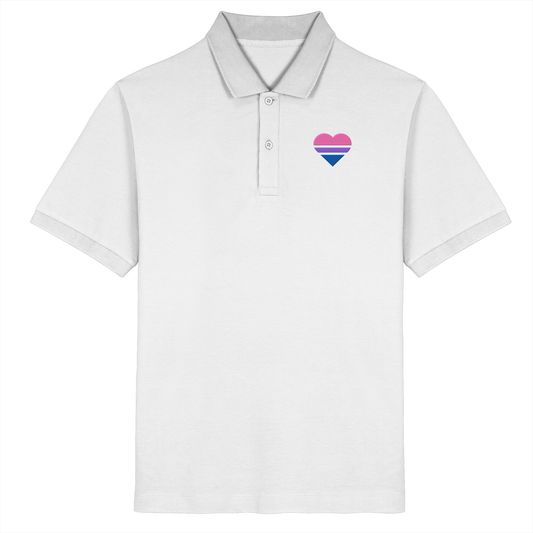 Organic Poloshirt - Bisexual Flag Herz Stick