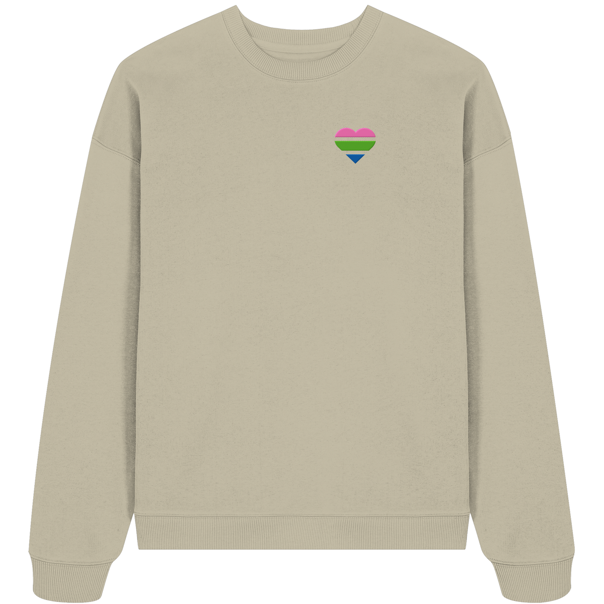 Organic Oversize Sweatshirt mit Herz Stick - Polysexual