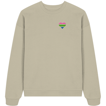 Organic Oversize Sweatshirt mit Herz Stick - Polysexual