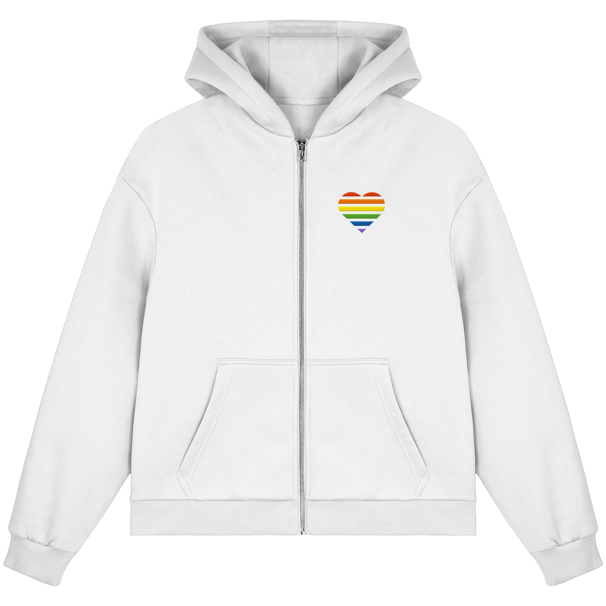 Fluffy Boxcut Zipper - Pride Flag Herz Stick