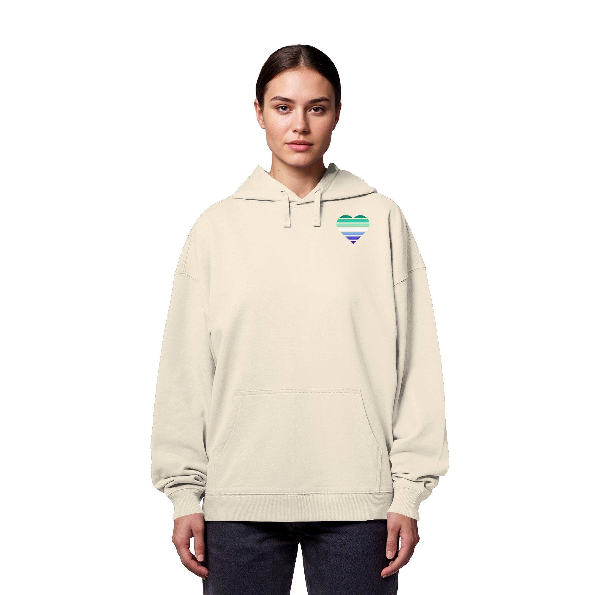 Organic Oversize Hoodie - Gay Flag Herz Print