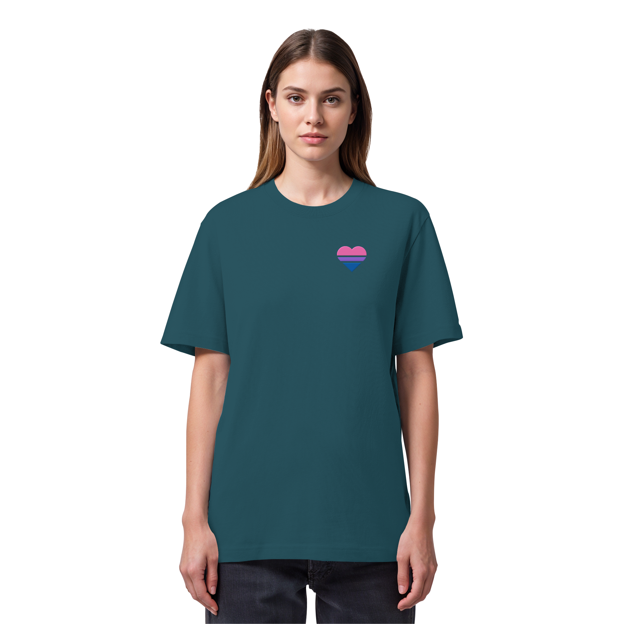 Organic Heavy Shirt - Bisexual Flag Herz Stick