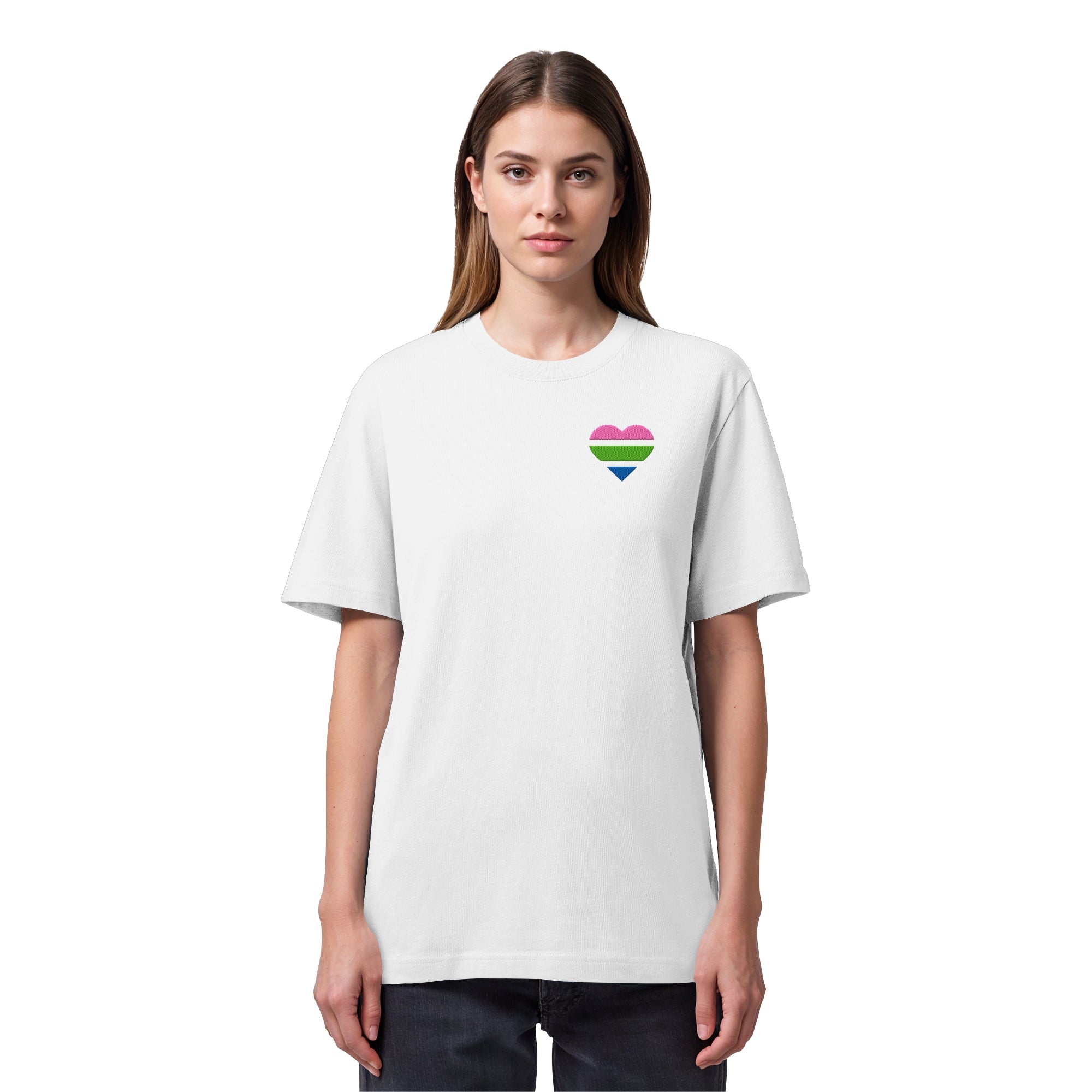 Organic Heavy Shirt - Polysexual Flag Herz Stick
