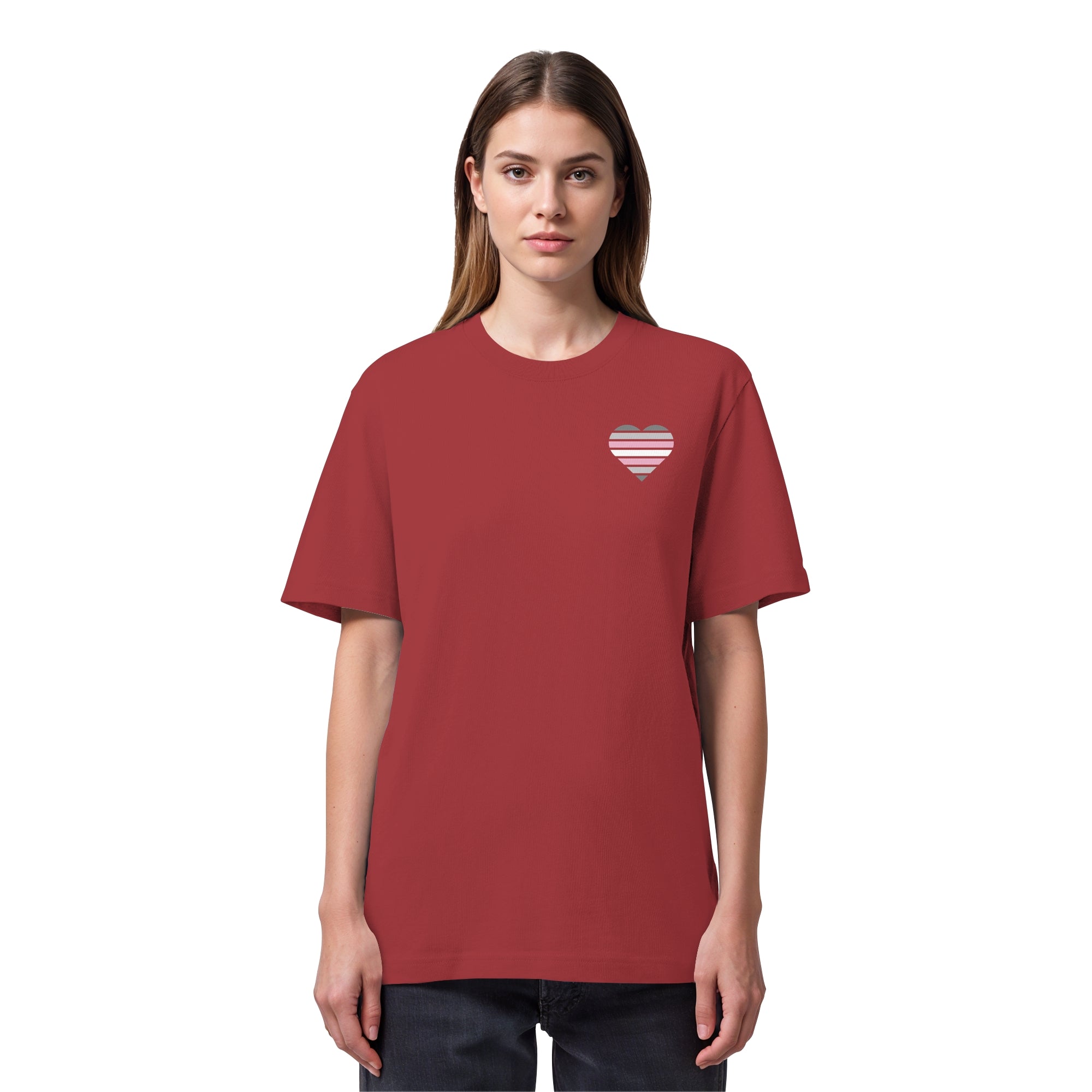 Organic Heavy Shirt - Demigirl Flag Herz Print