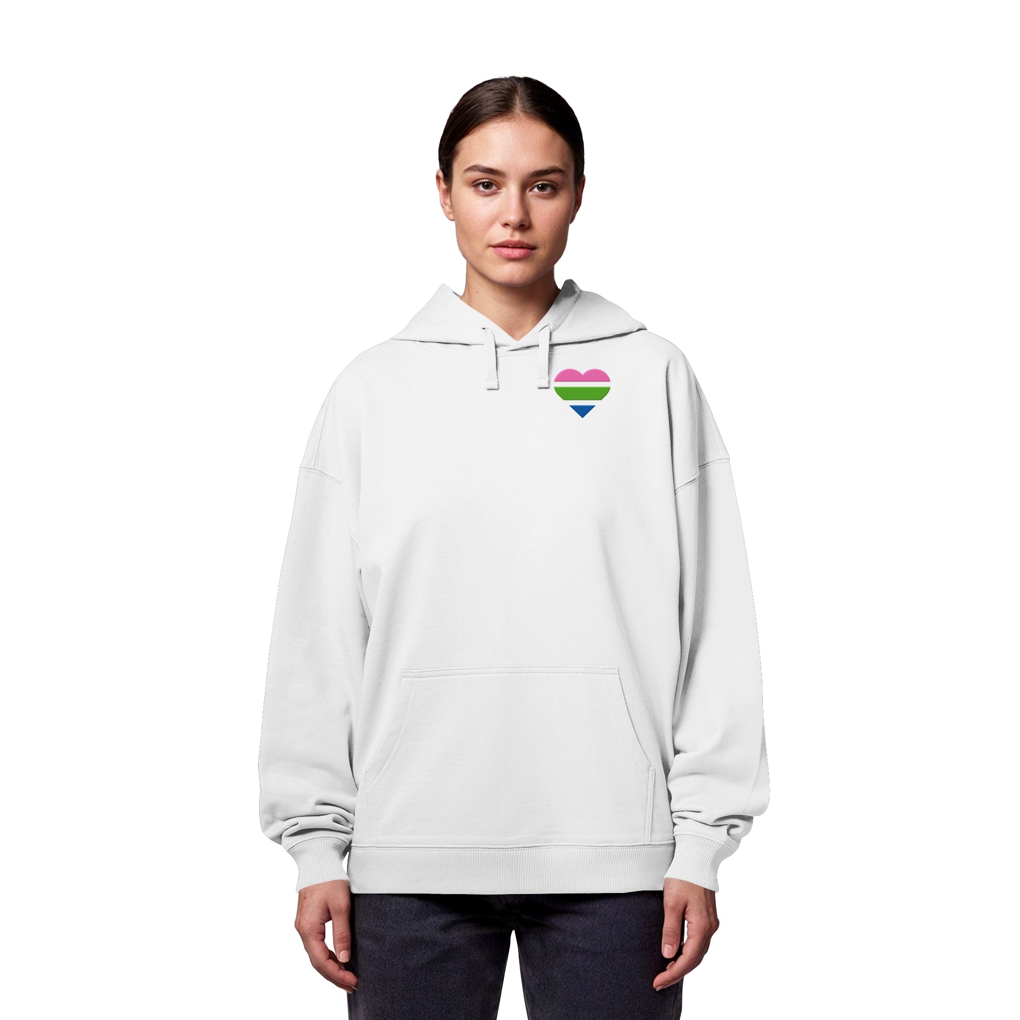 Organic Oversize Hoodie - Polysexual Flag Herz Stick