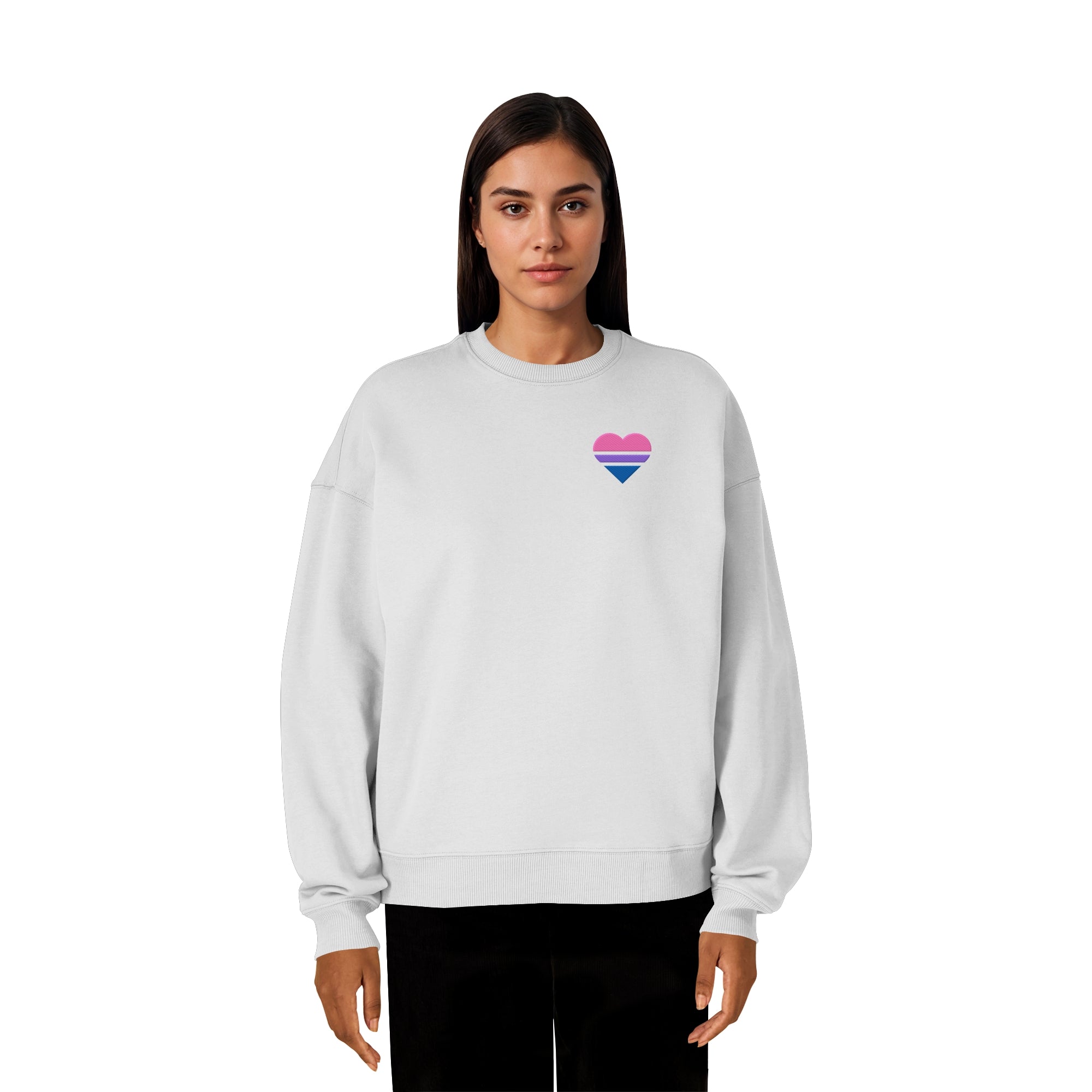 Organic Oversize Sweatshirt - Bisexual Flag Herz Stick