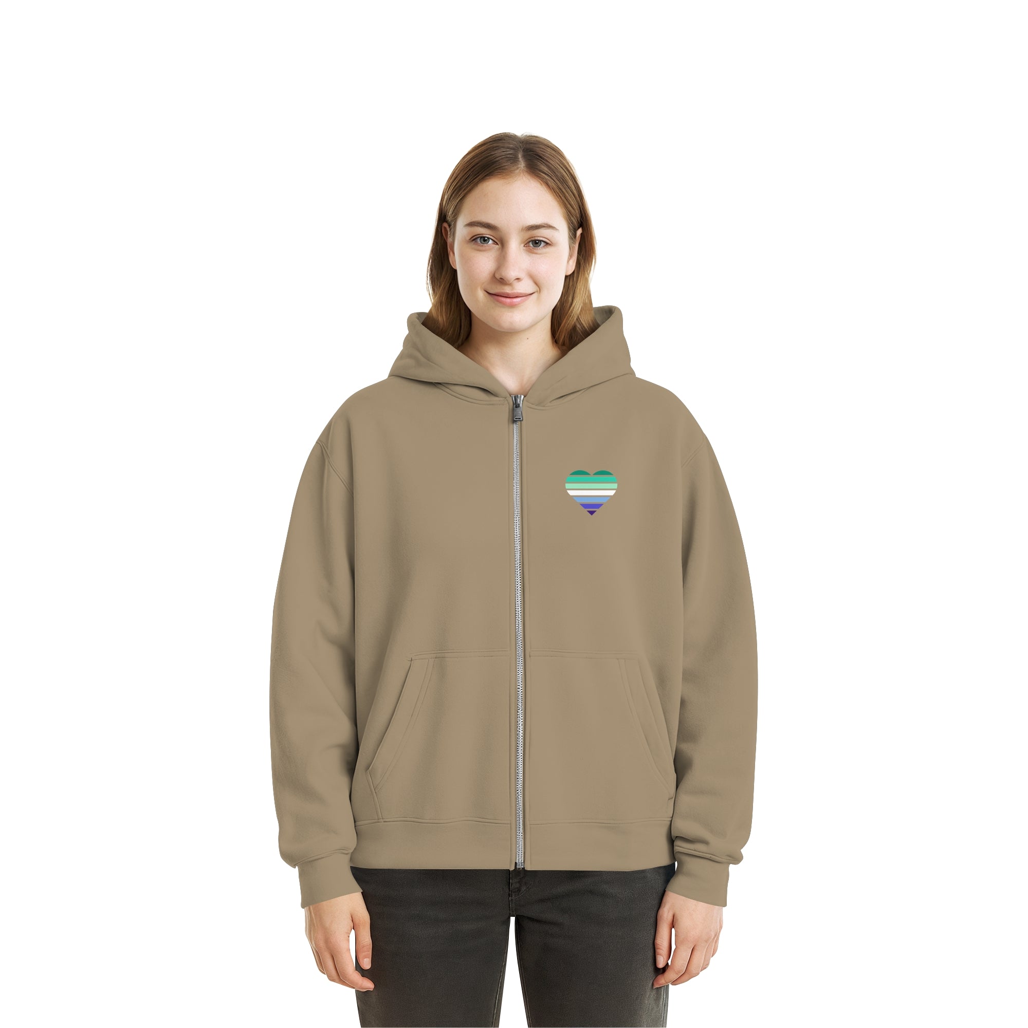 Fluffy Boxcut Zipper - Gay Flag Herz Print