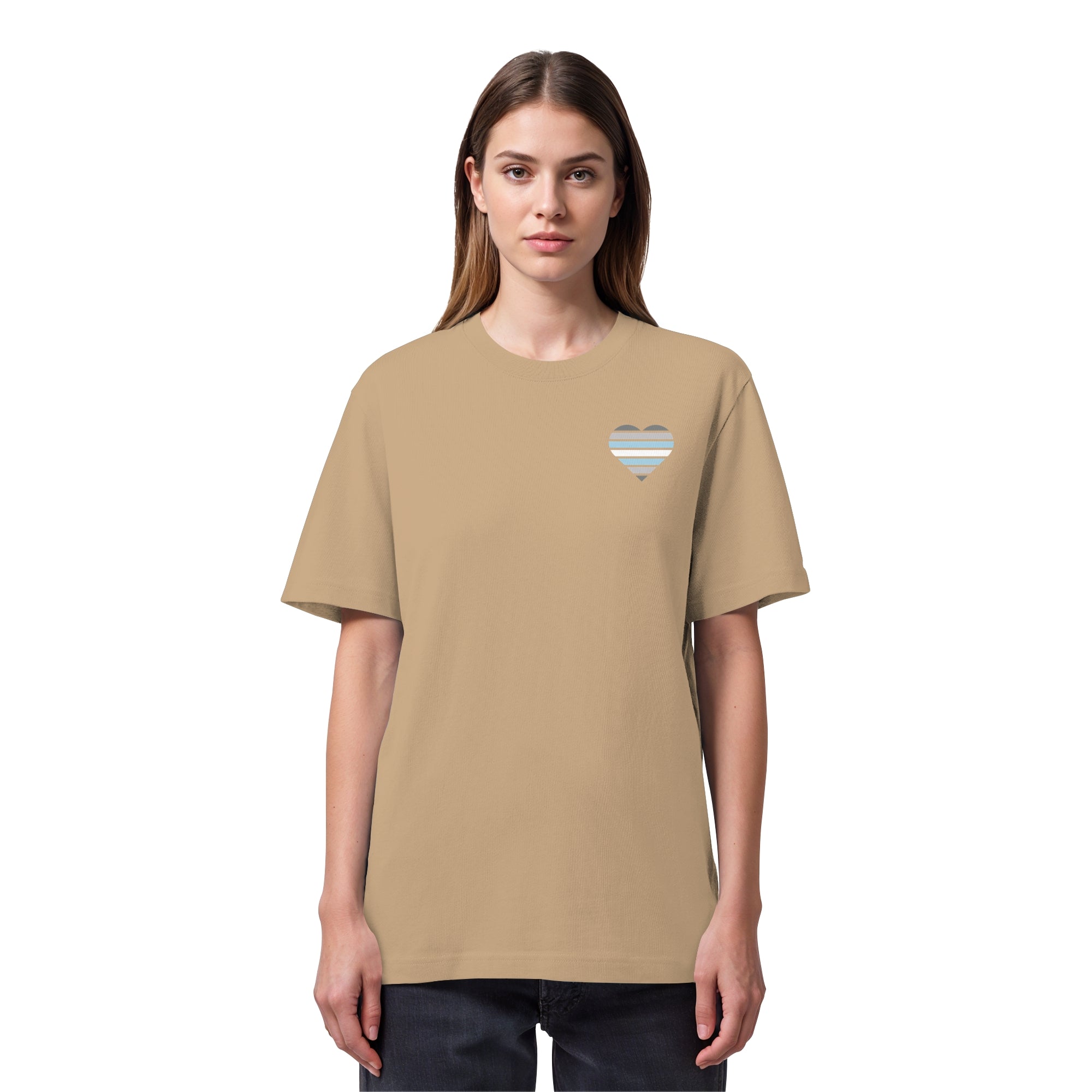Organic Heavy Shirt - Demiboy Flag Herz Print