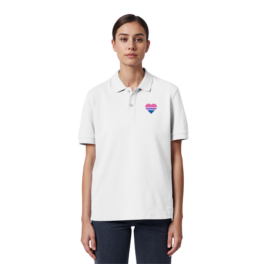 Organic Poloshirt - Bisexual Flag Herz Stick