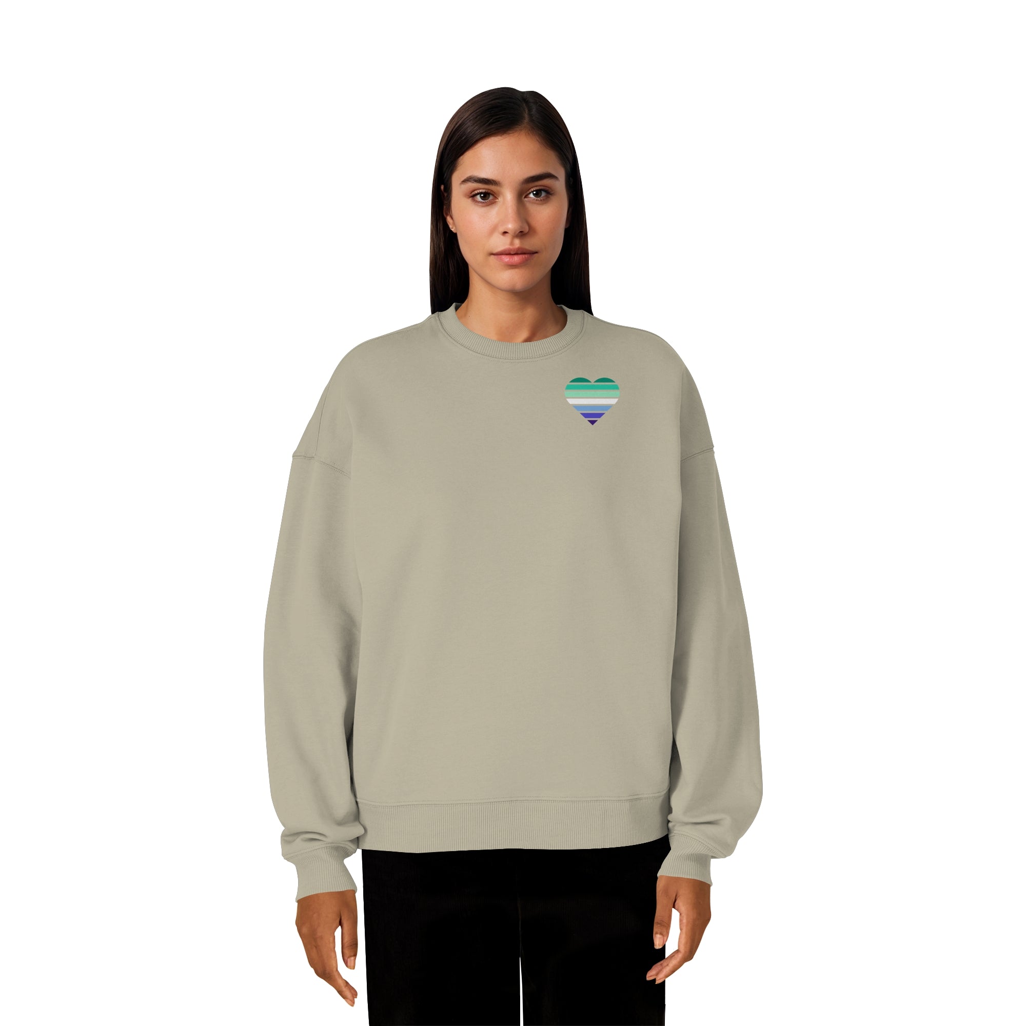 Organic Oversize Sweatshirt - Gay Flag Herz Print