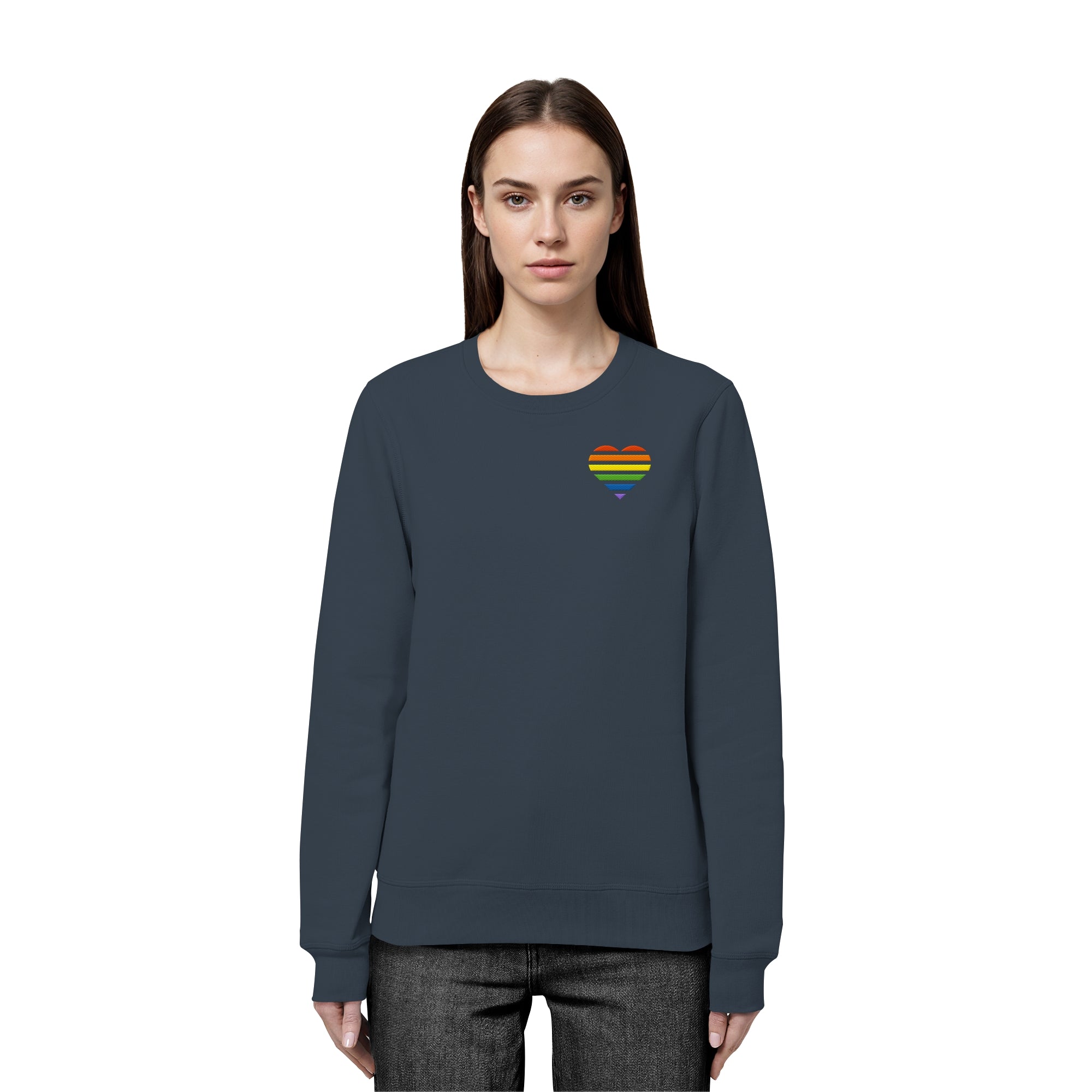 Organic Basic Sweatshirt - Pride Flag Herz Stick