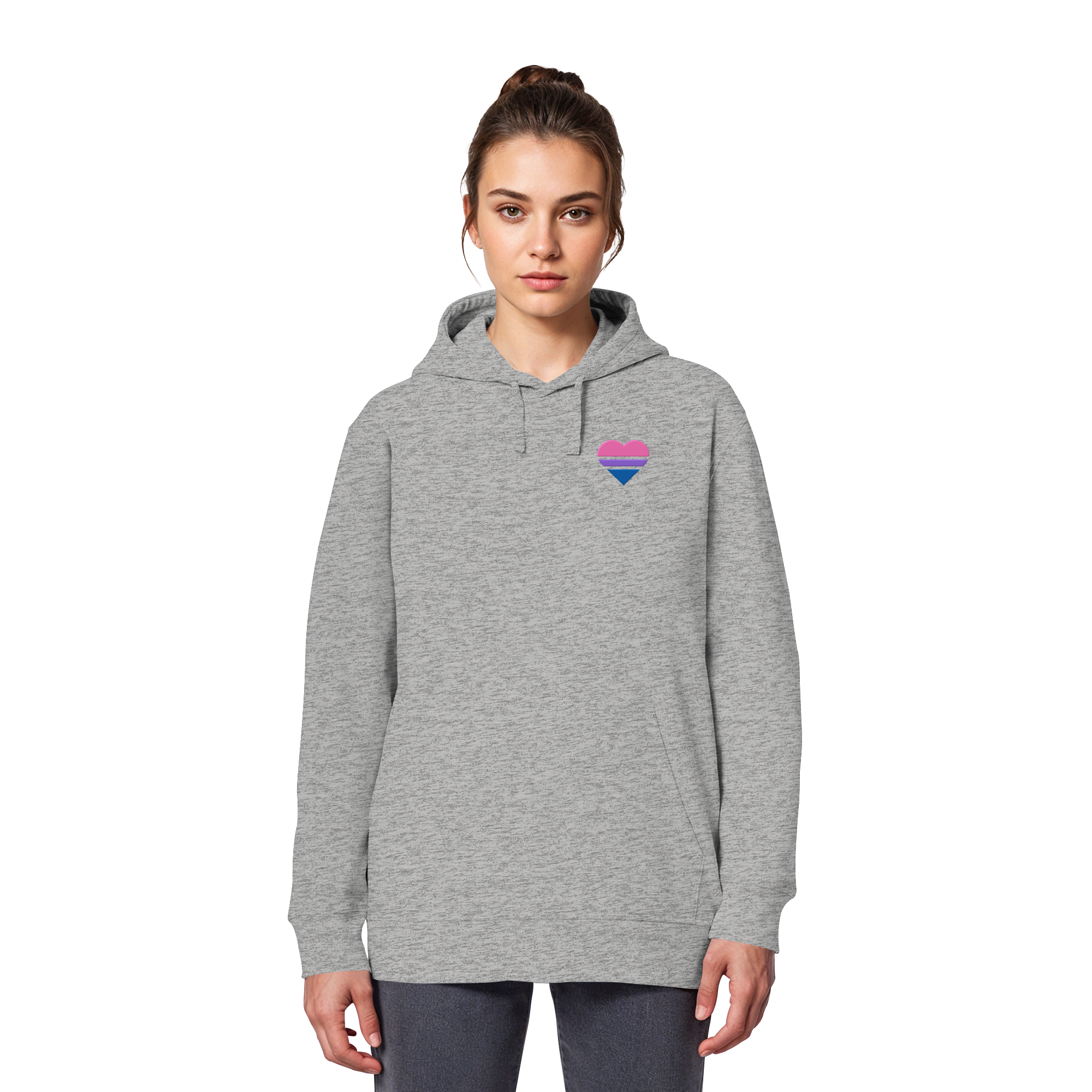 Organic Basic Hoodie - Bisexual Flag Herz Stick
