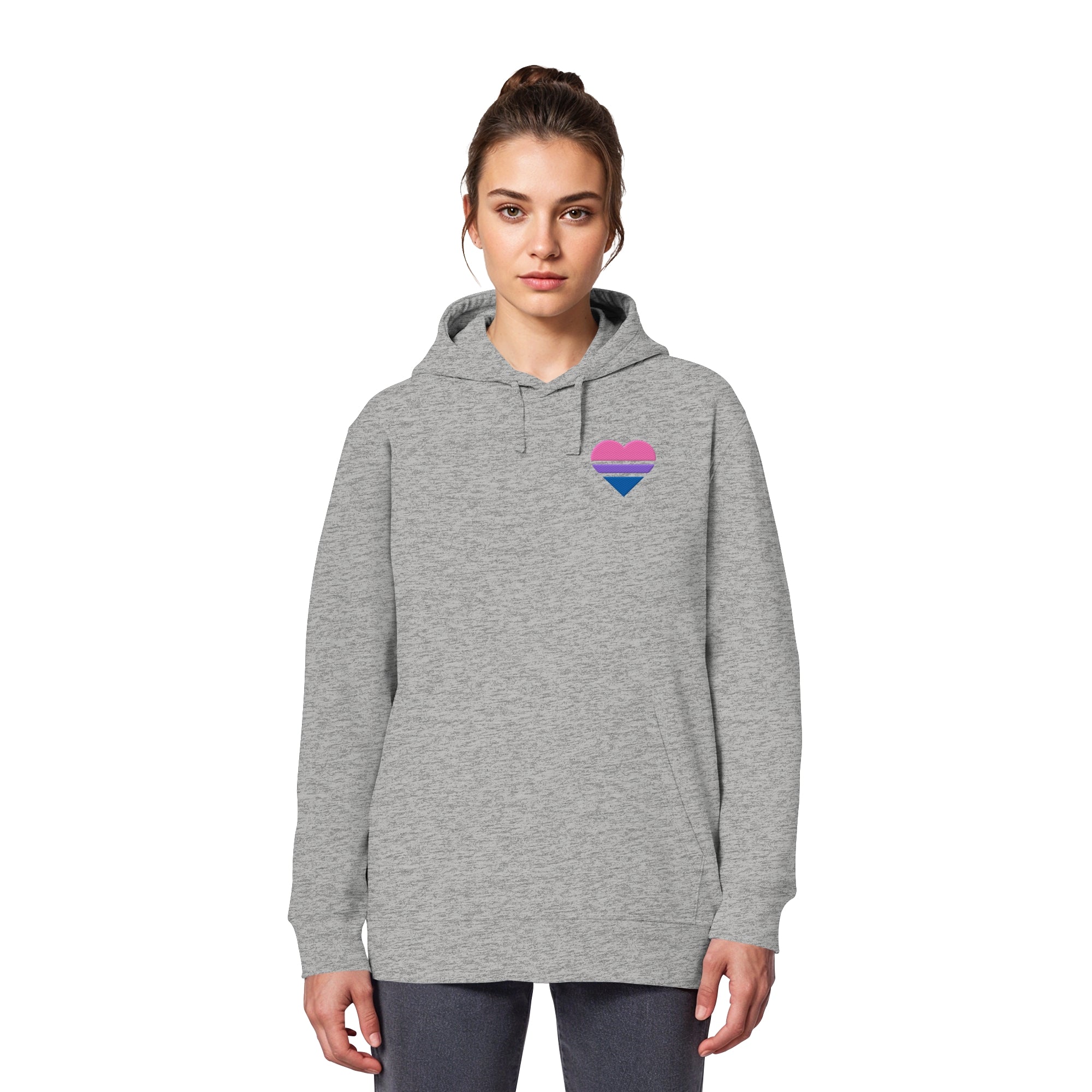 Organic Basic Hoodie - Bisexual Flag Herz Stick