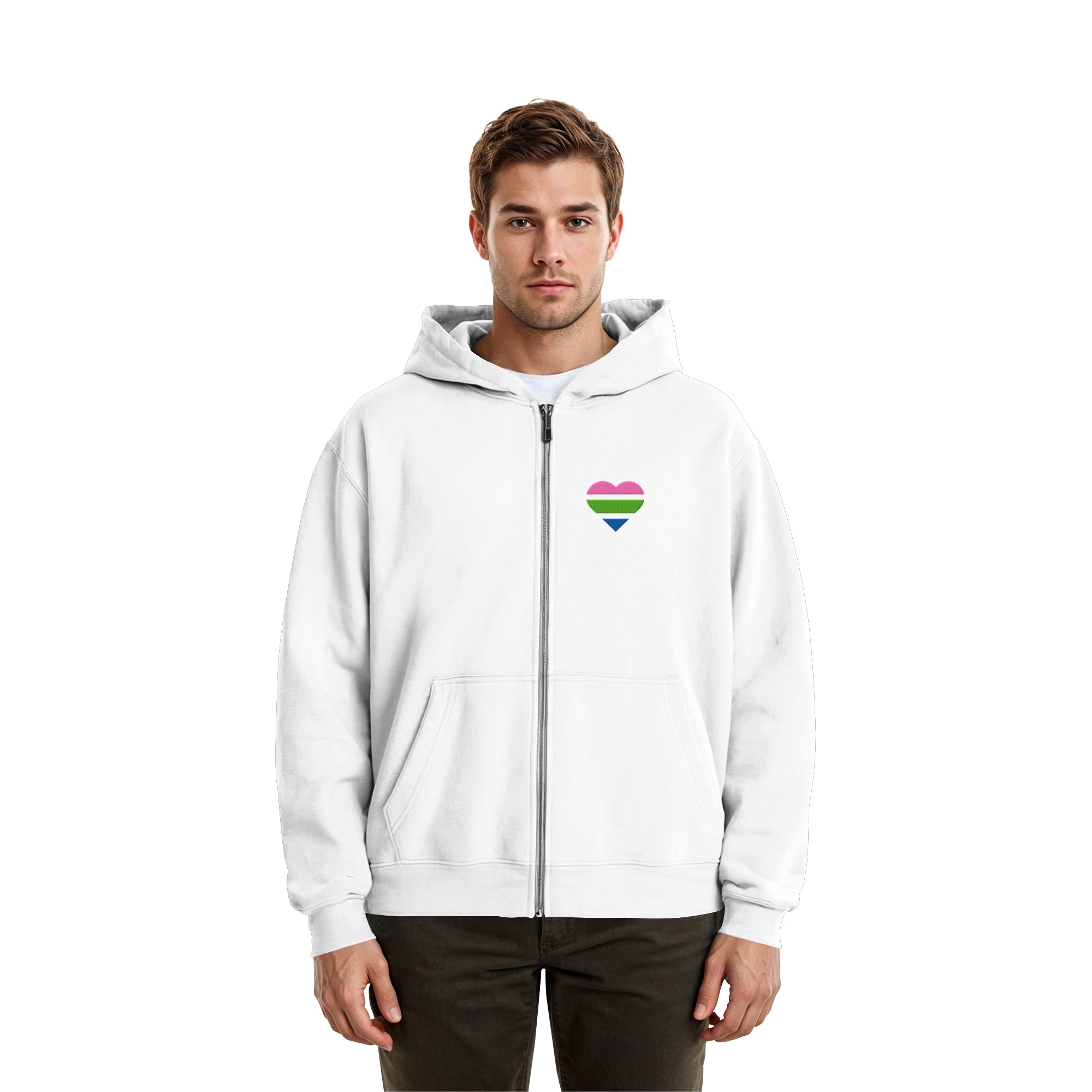 Fluffy Boxcut Zipper - Polysexual Flag Herz Stick