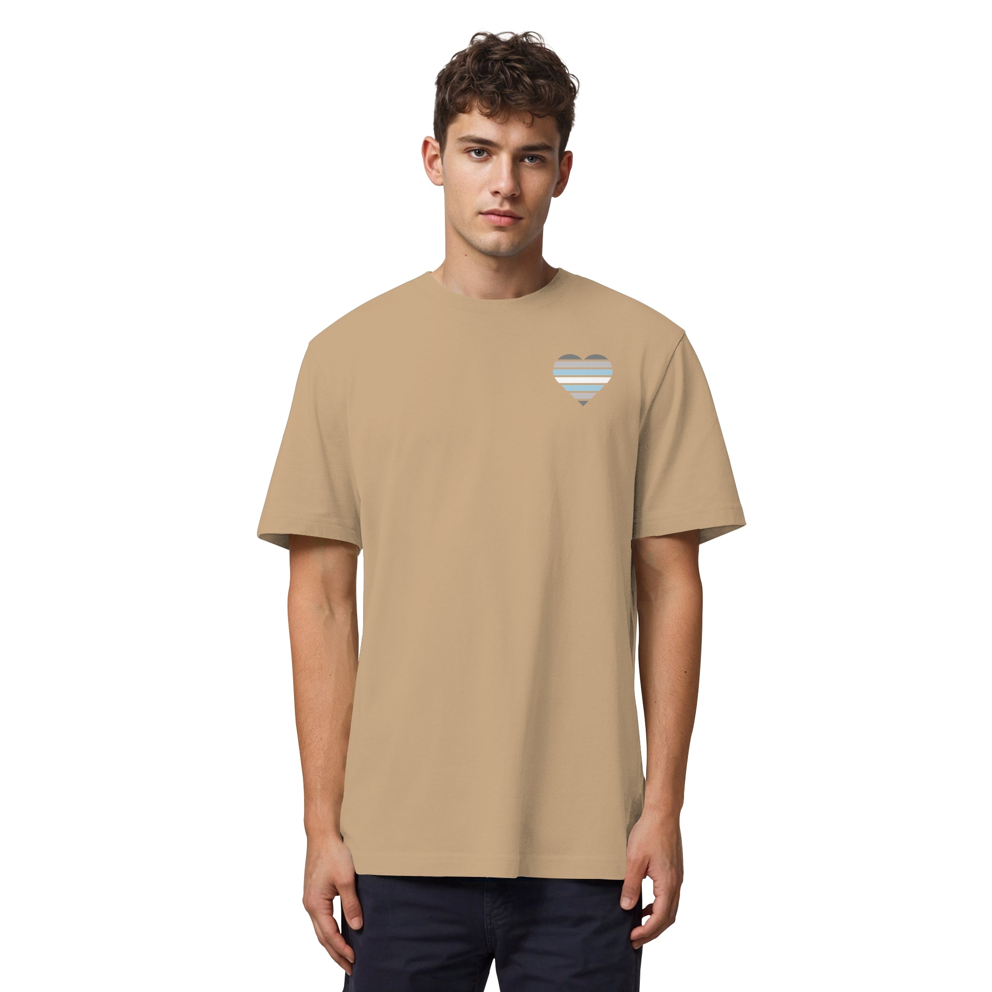 Organic Heavy Shirt - Demiboy Flag Herz Print