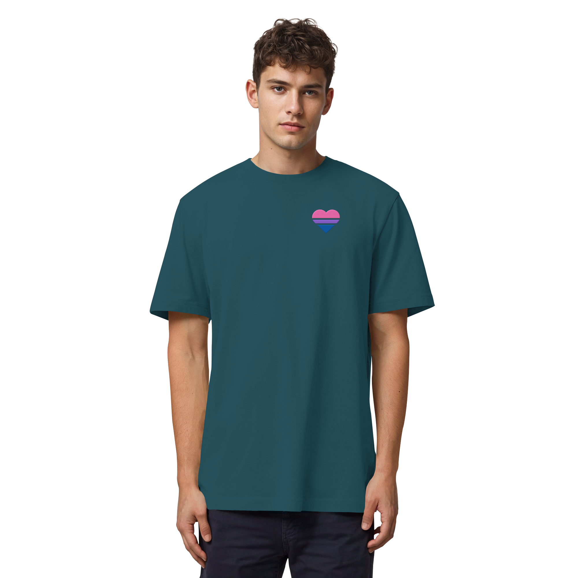 Organic Heavy Shirt - Bisexual Flag Herz Stick