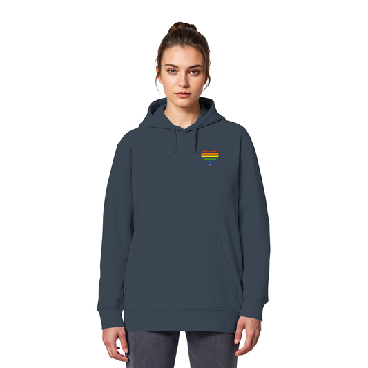 Organic Basic Hoodie - Pride Flag Herz Stick