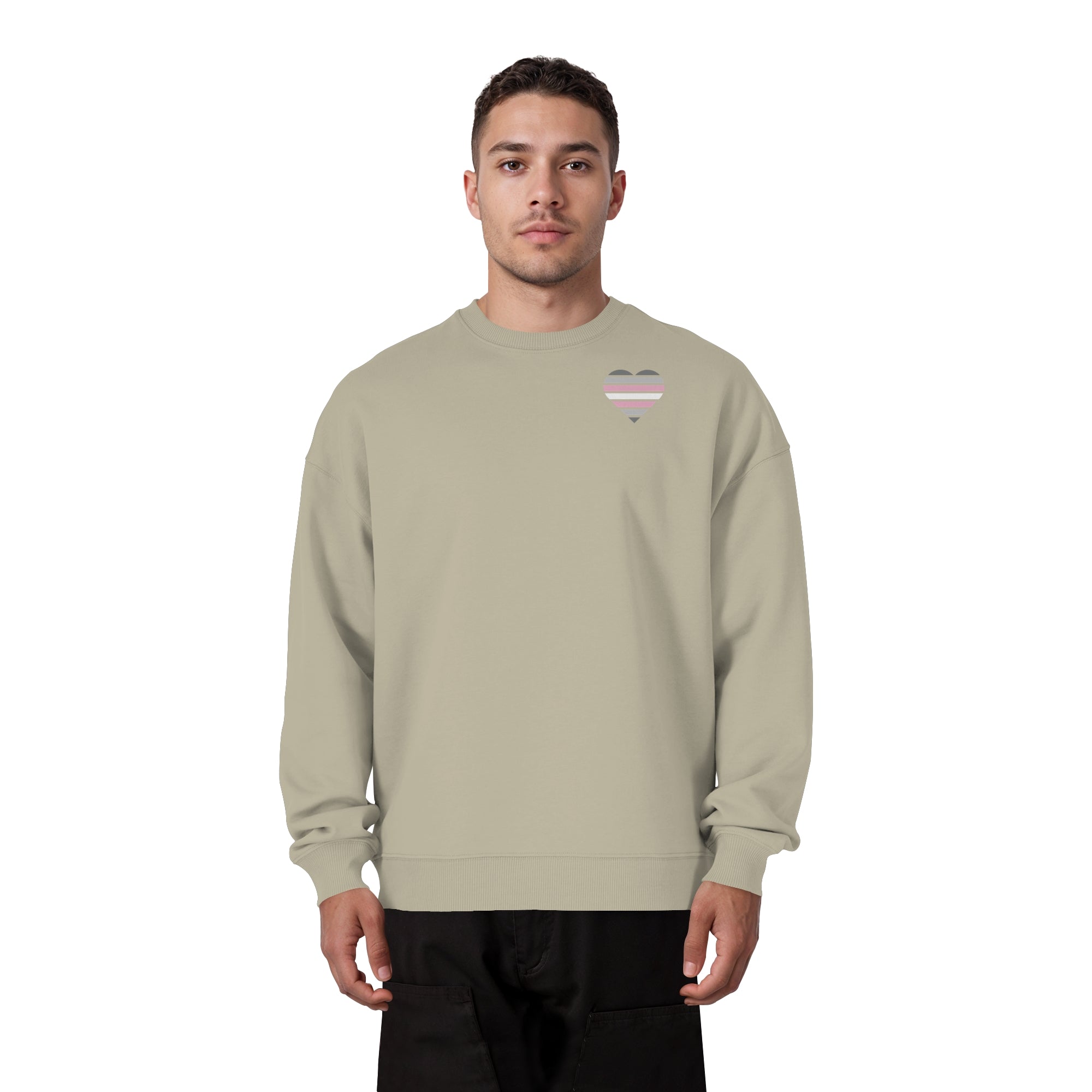 Organic Oversize Sweatshirt - Demigirl Flag Herz Print