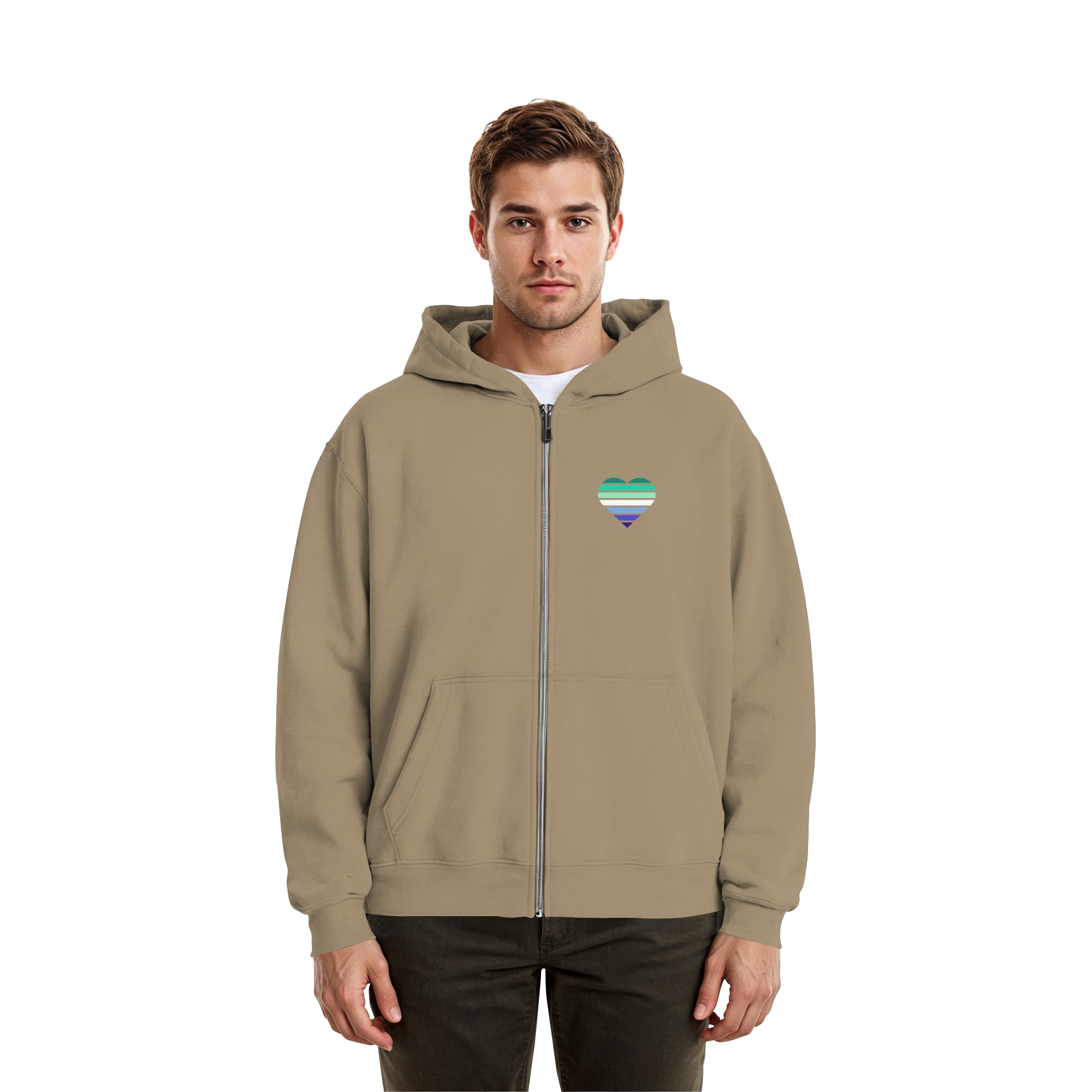 Fluffy Boxcut Zipper - Gay Flag Herz Print