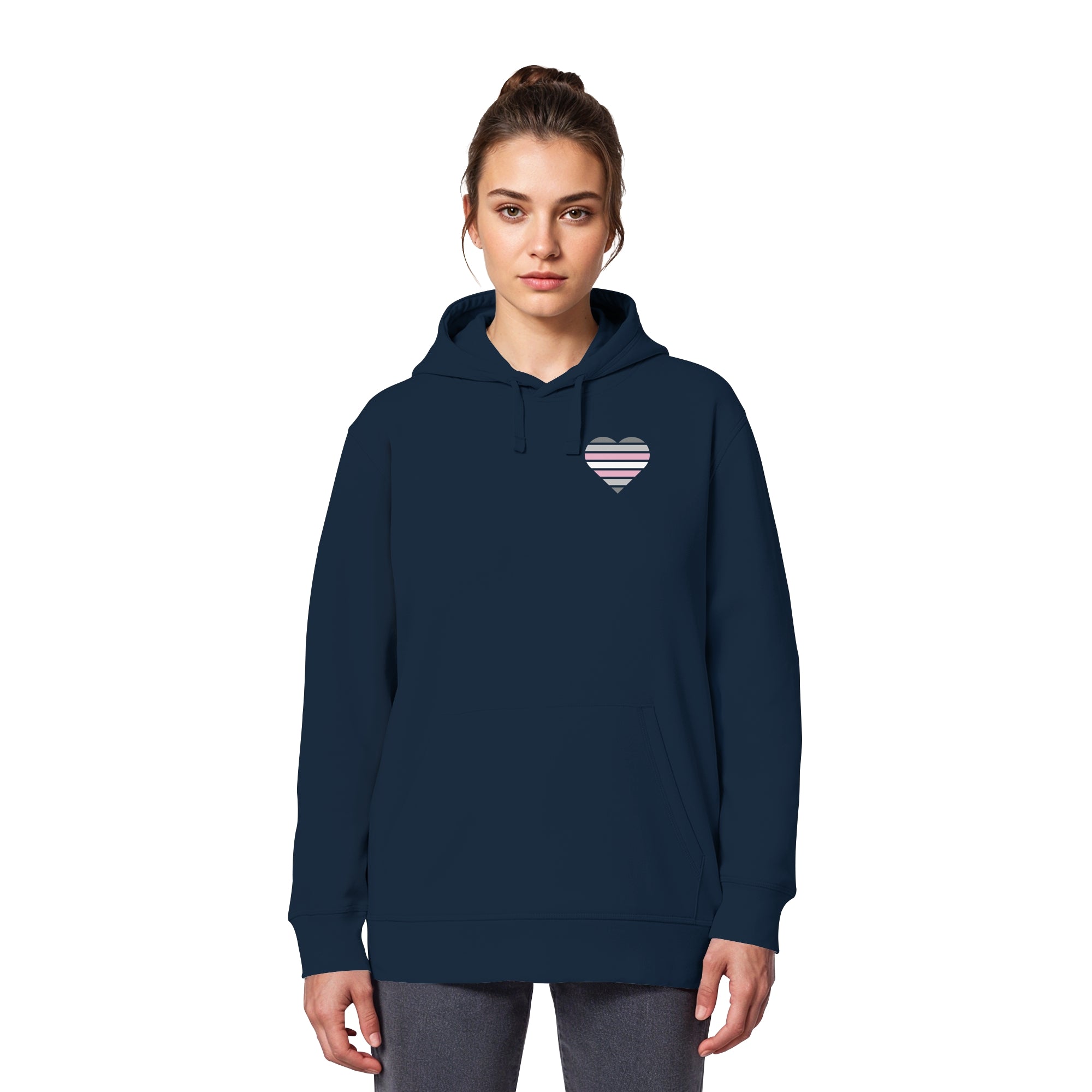 Organic Basic Hoodie - Demigirl Flag Herz Print