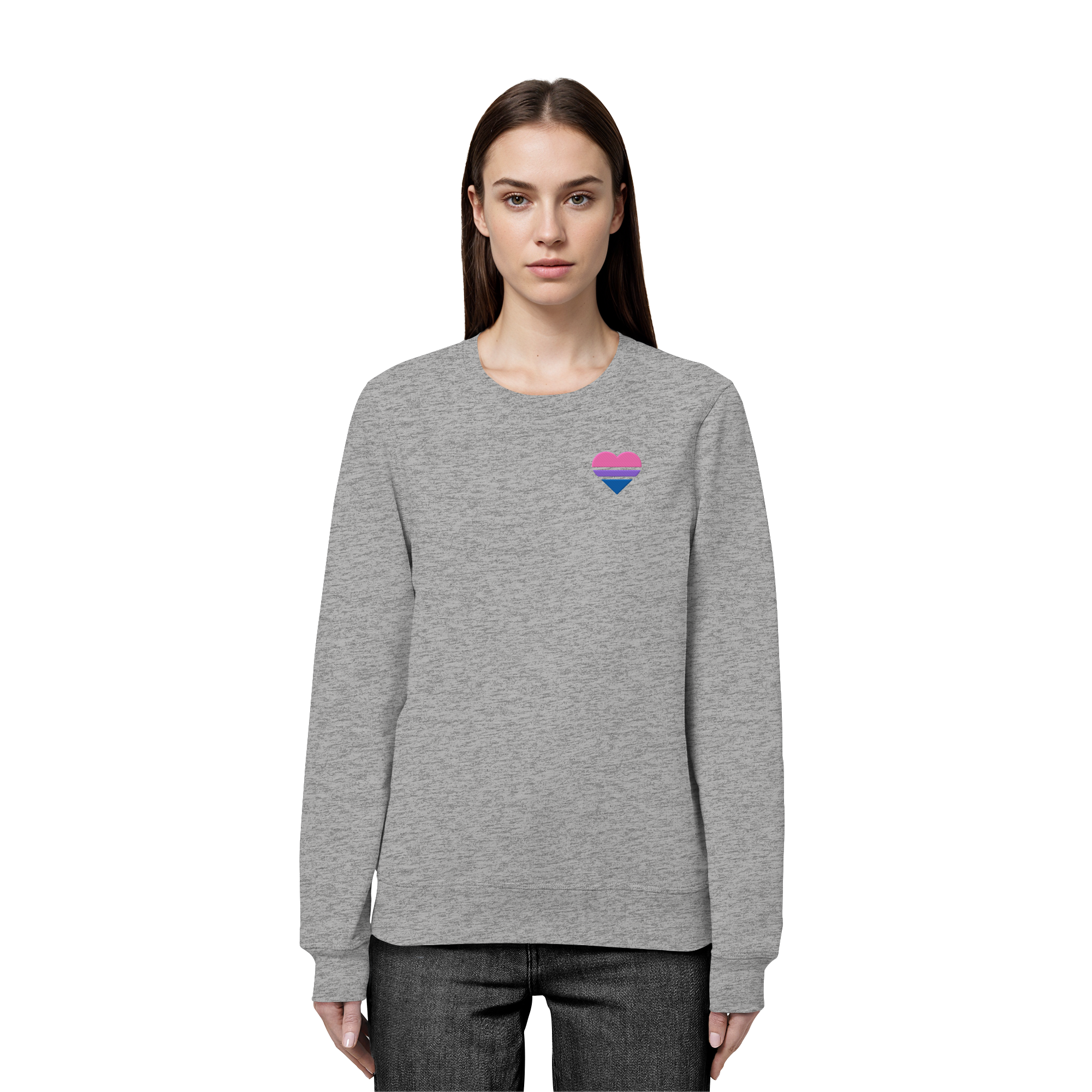 Organic Basic Sweatshirt - Bisexual Flag Herz Stick