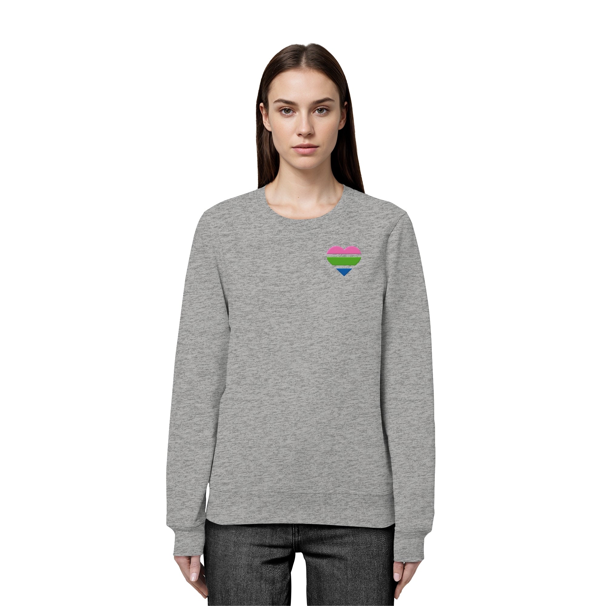Organic Basic Sweatshirt - Polysexual Flag Herz Stick