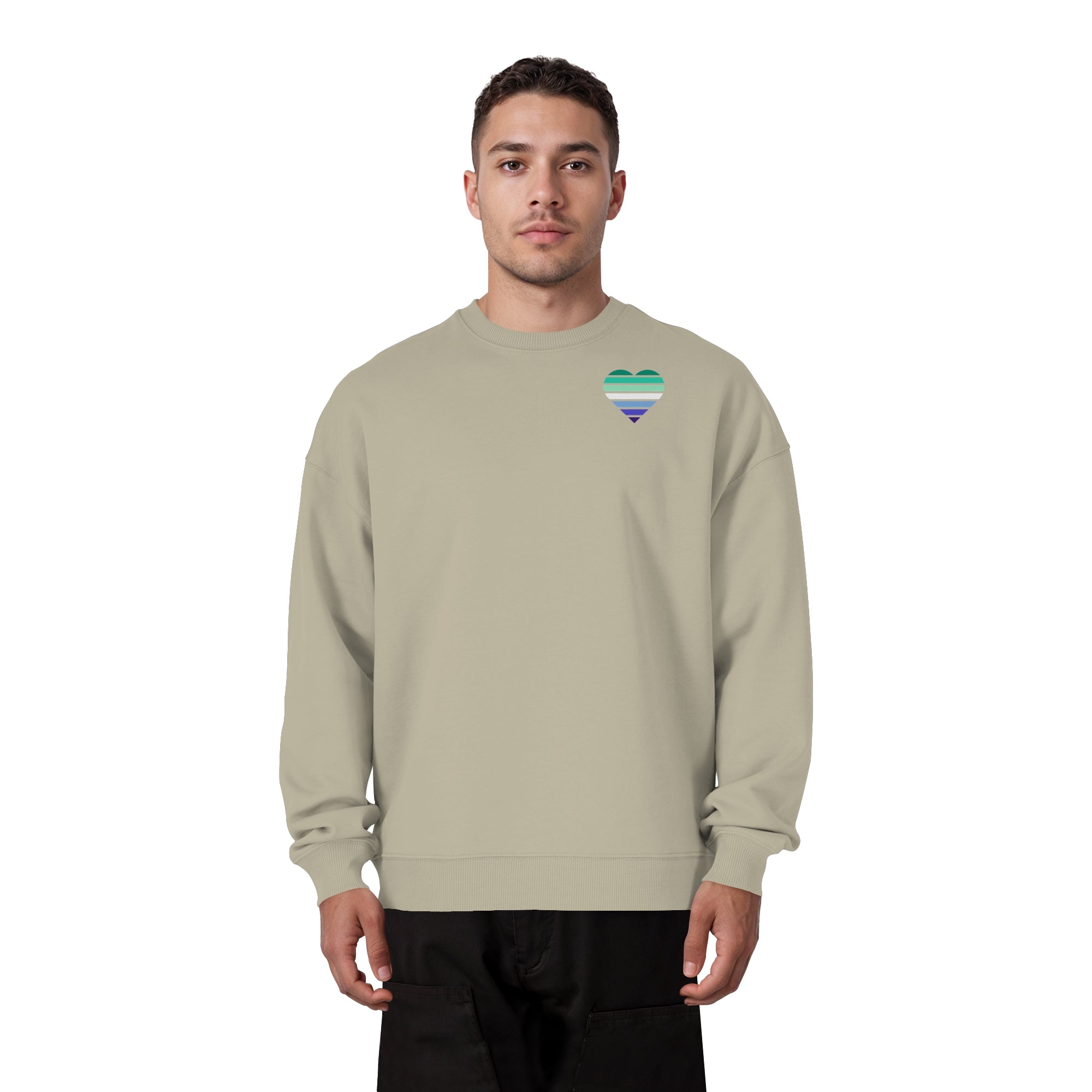 Organic Oversize Sweatshirt - Gay Flag Herz Print