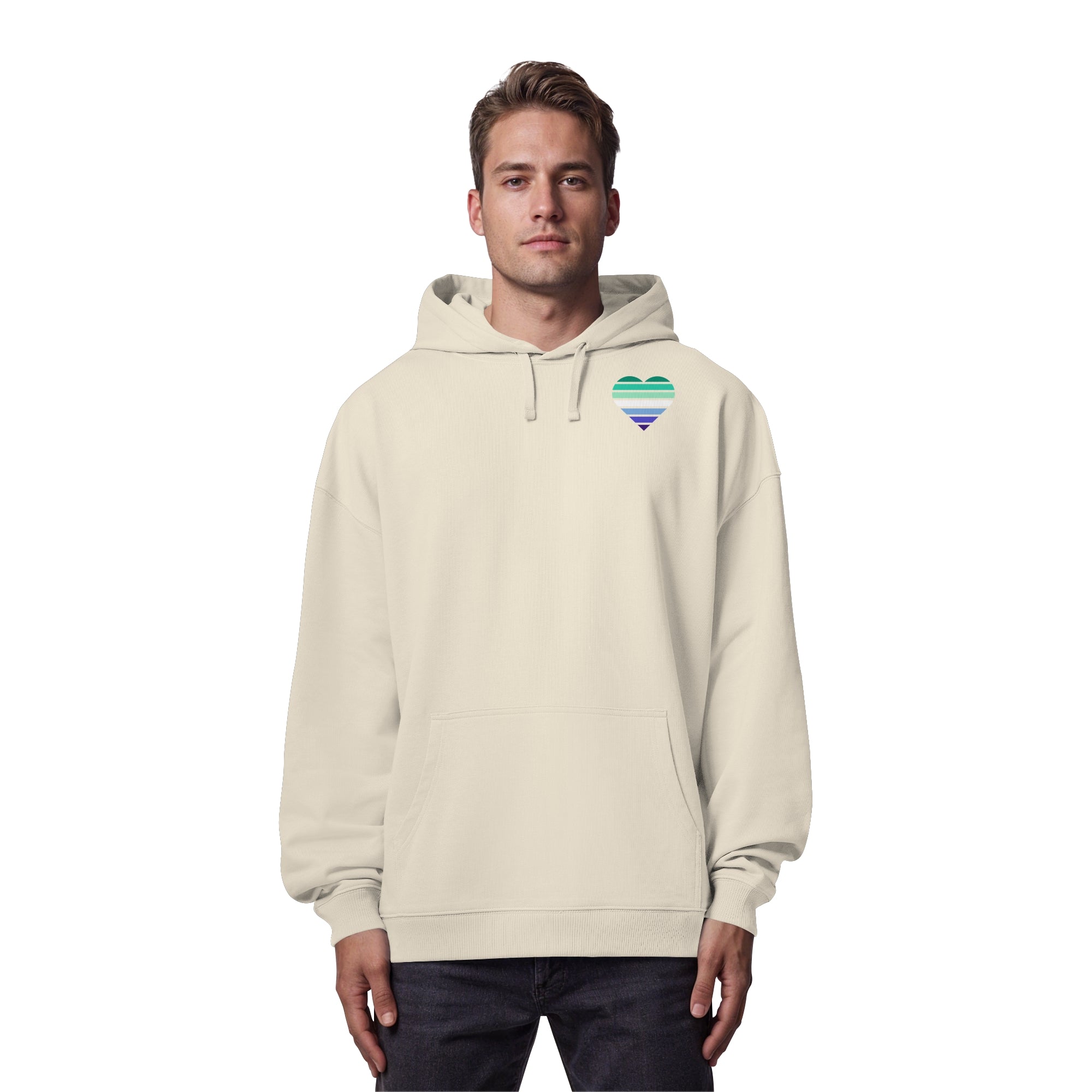 Organic Oversize Hoodie - Gay Flag Herz Print