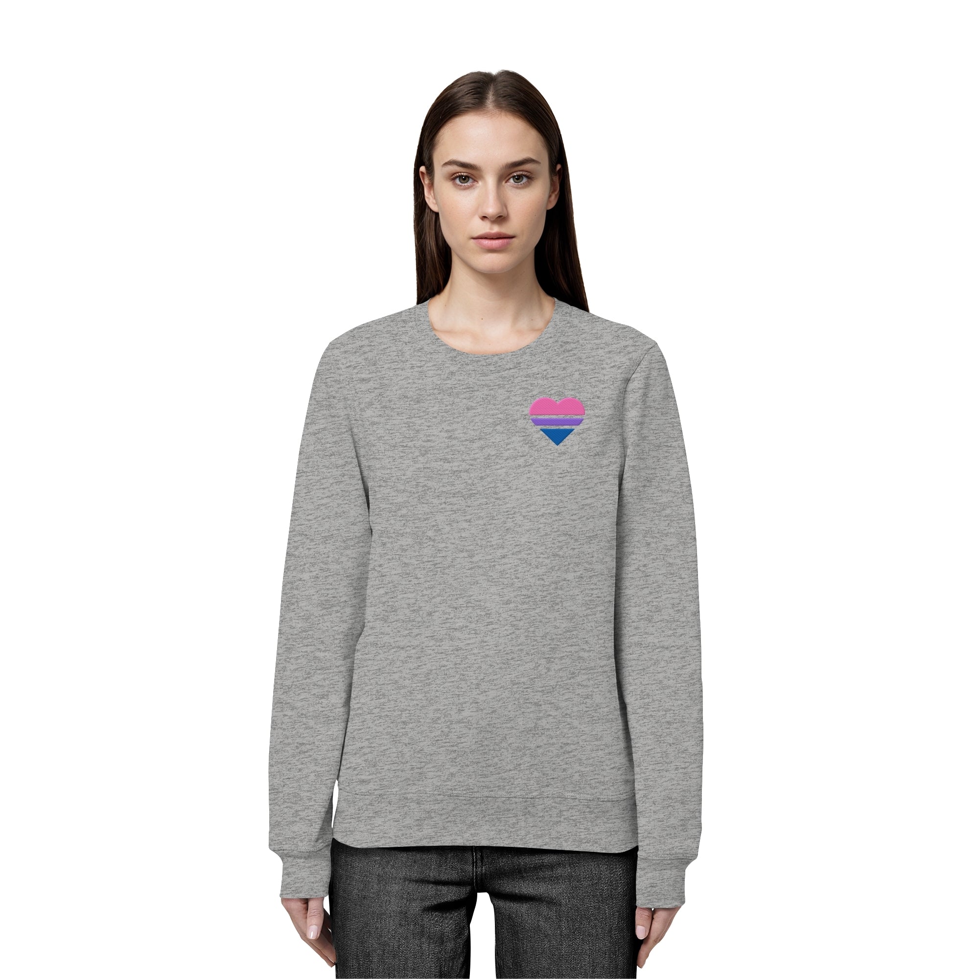 Organic Basic Sweatshirt - Bisexual Flag Herz Stick