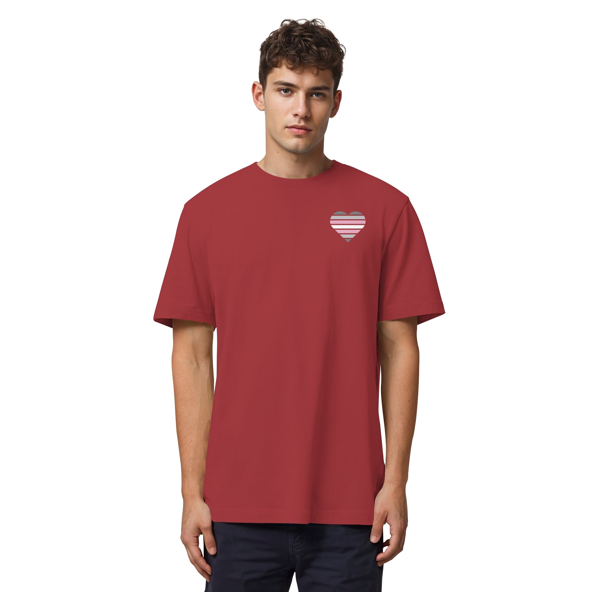 Organic Heavy Shirt - Demigirl Flag Herz Print