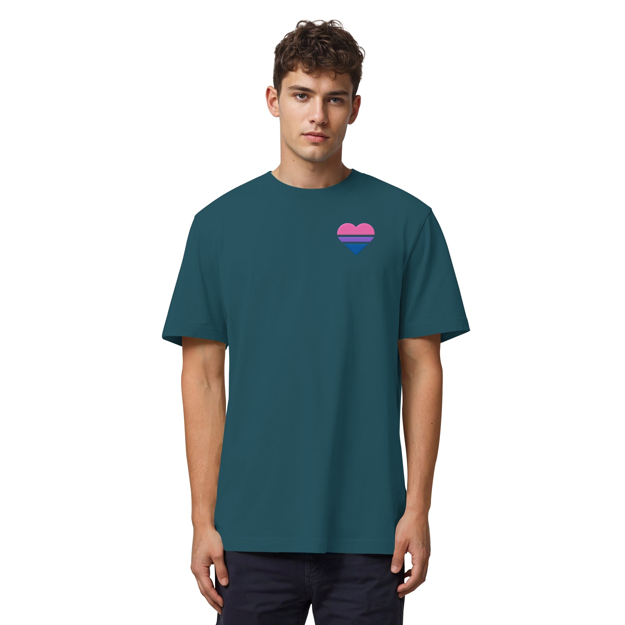 Organic Heavy Shirt - Bisexual Flag Herz Stick