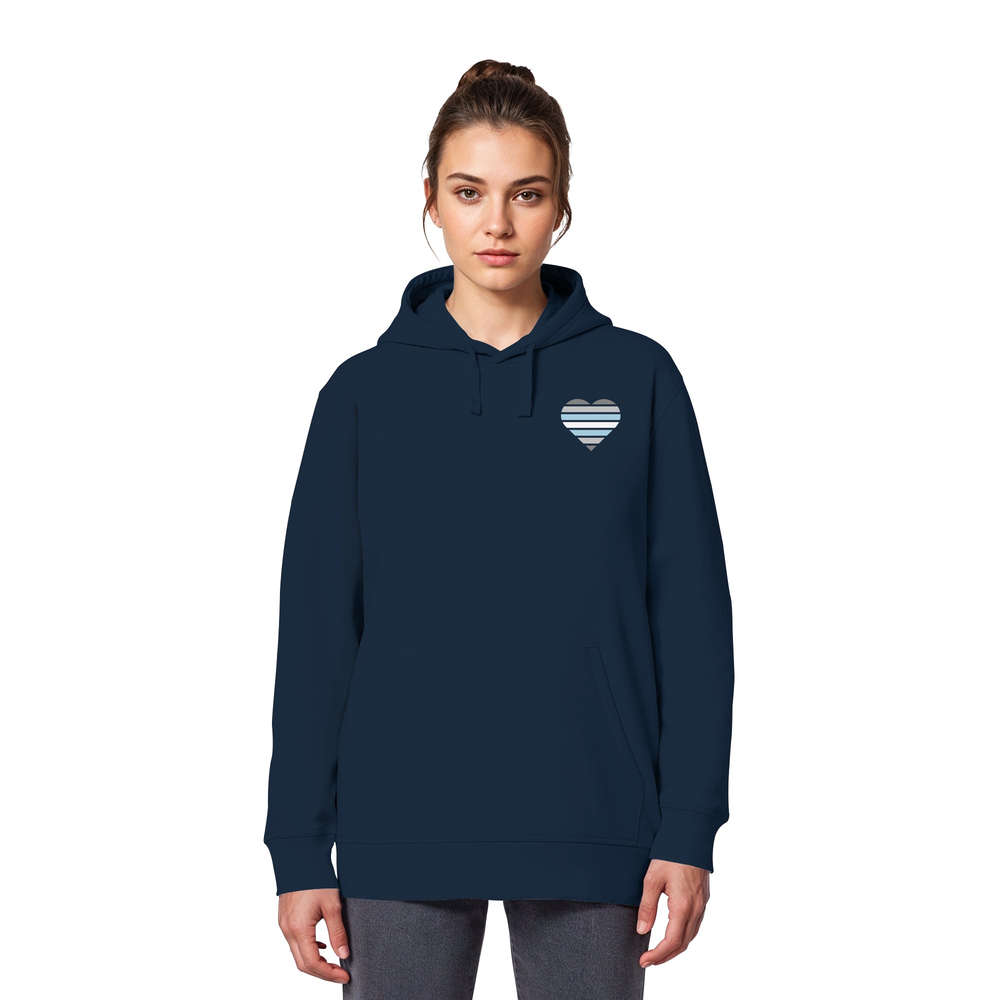 Organic Basic Hoodie - Demiboy Flag Herz Print