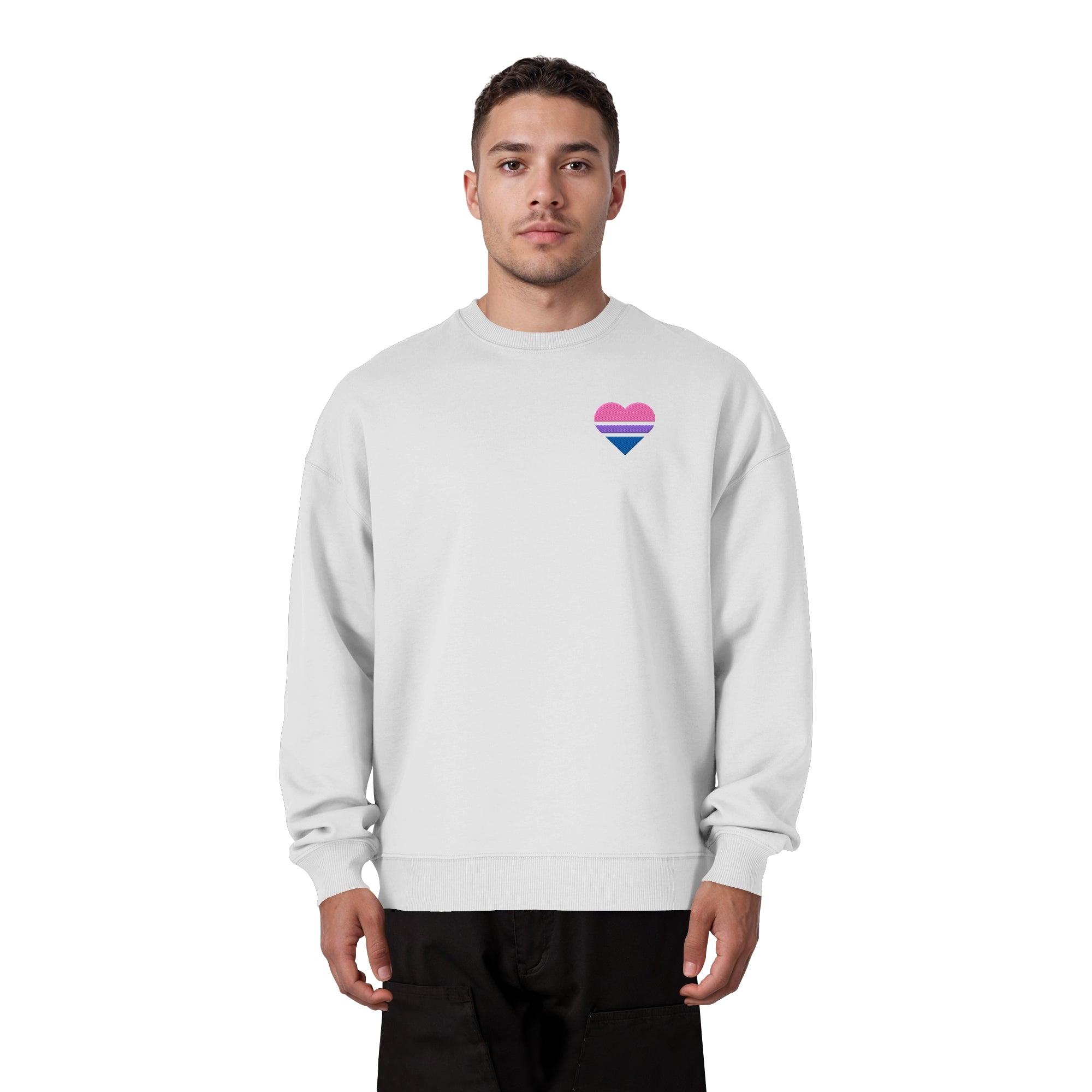 Organic Oversize Sweatshirt - Bisexual Flag Herz Stick