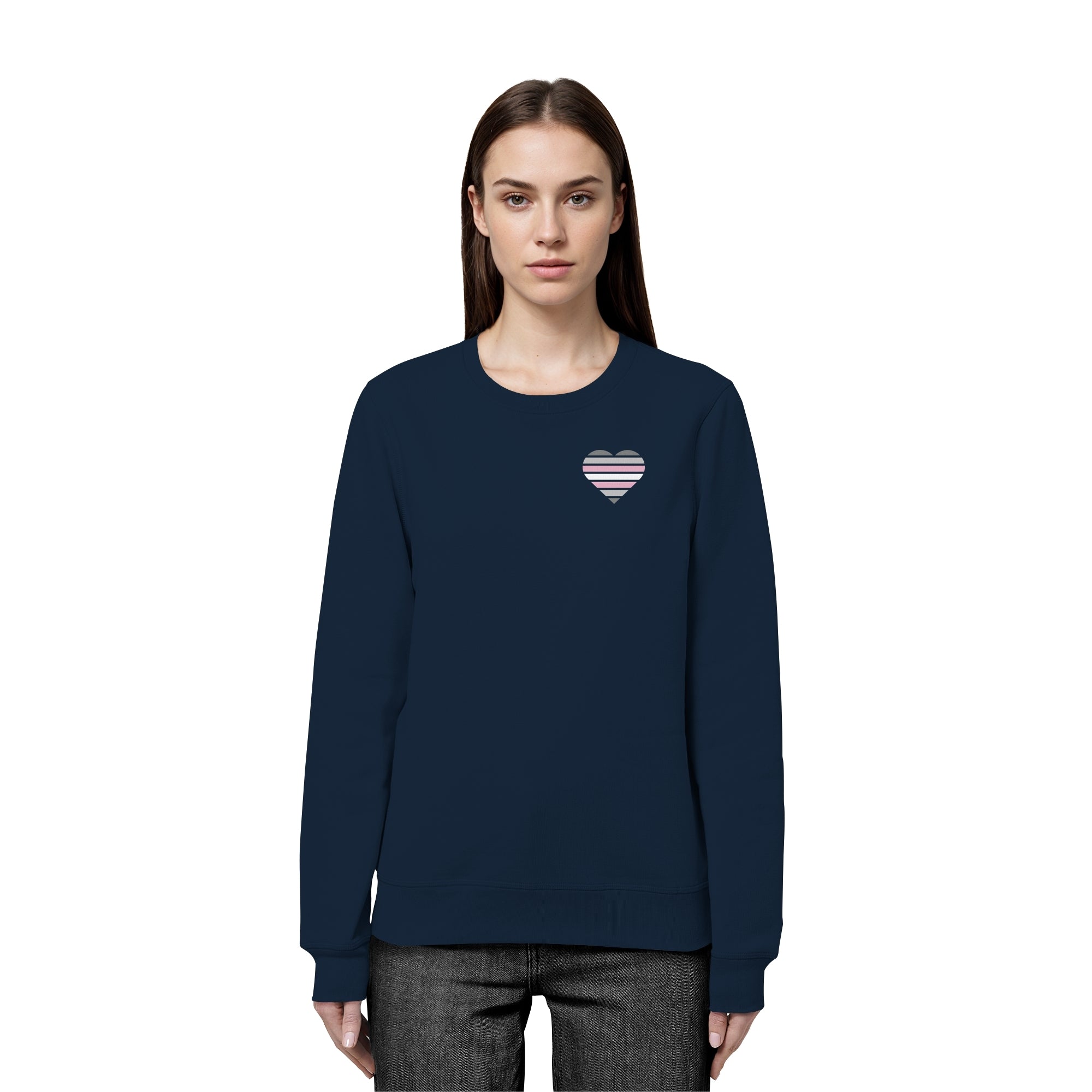 Organic Basic Sweatshirt - Demigirl Flag Herz Print