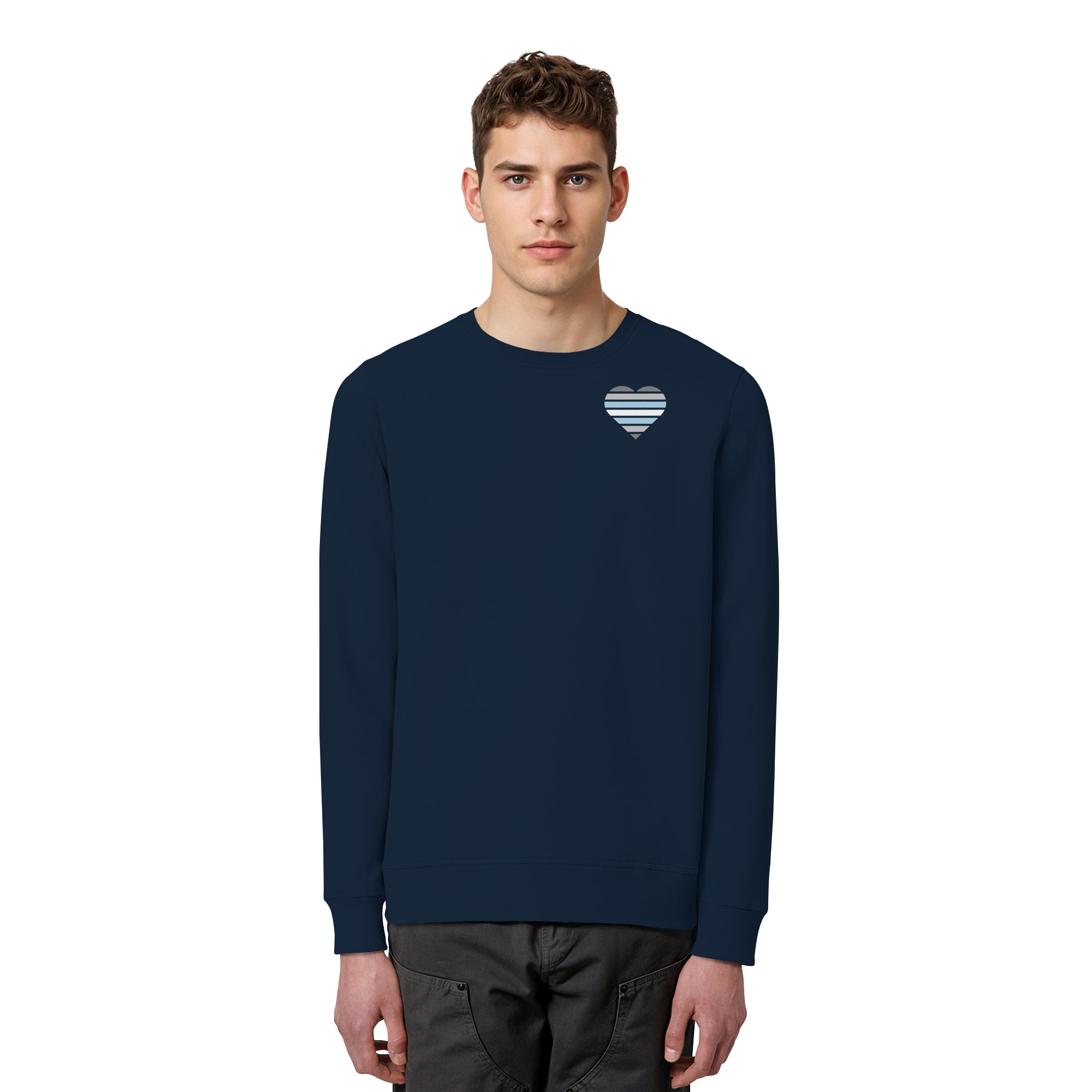 Organic Basic Sweatshirt - Demiboy Flag Herz Print