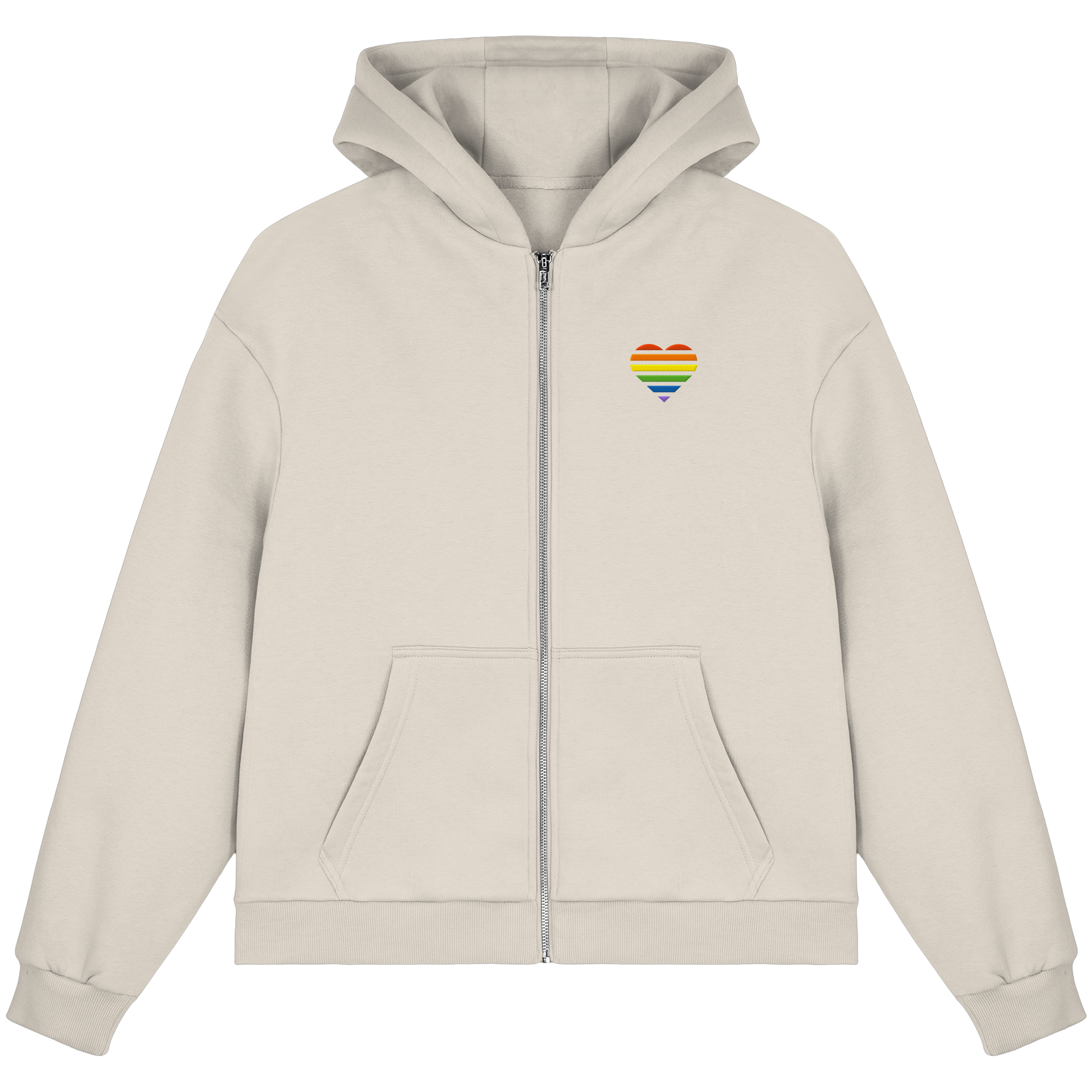 Fluffy Boxcut Zipper - Pride Flag Herz Stick