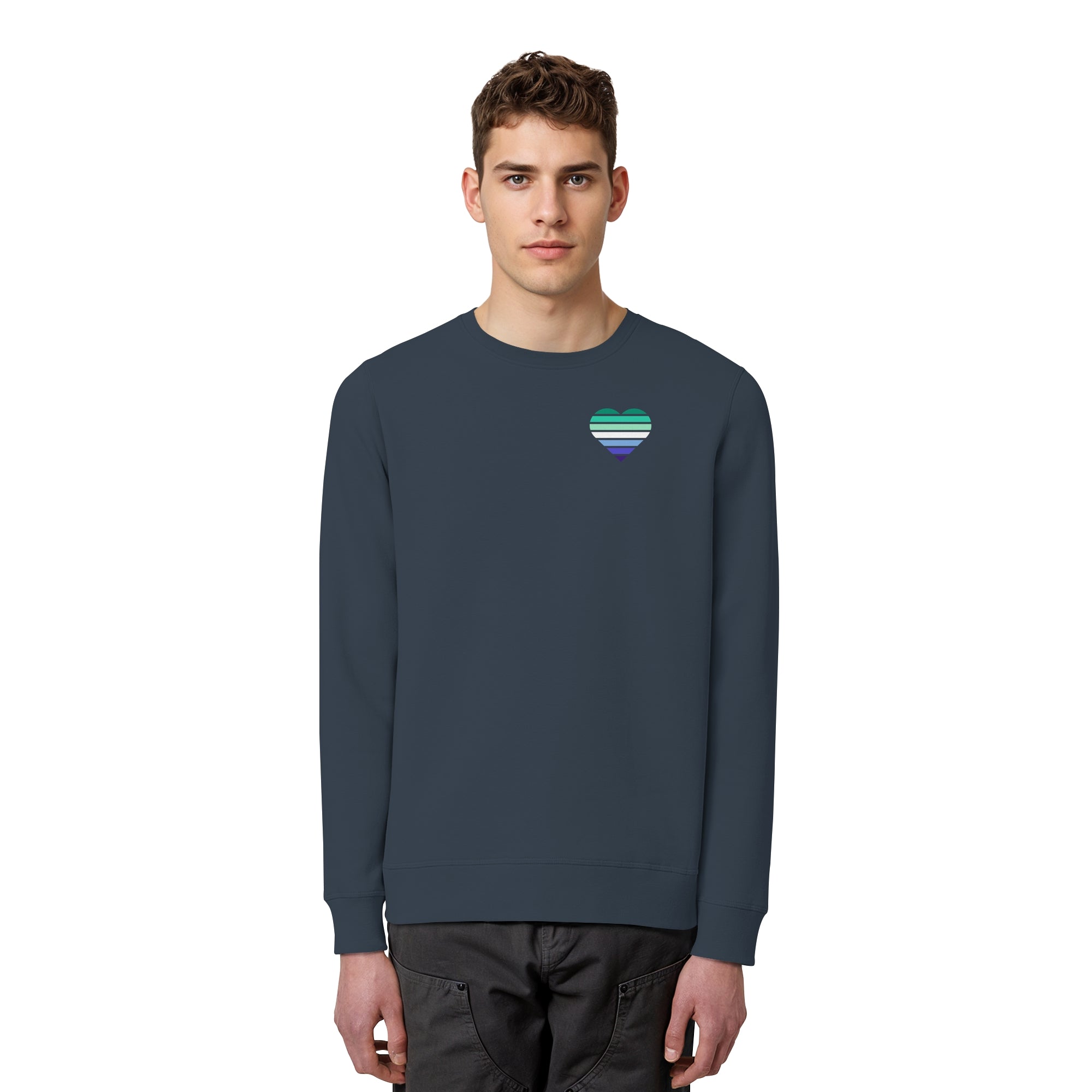 Organic Basic Sweatshirt - Gay Flag Herz Print